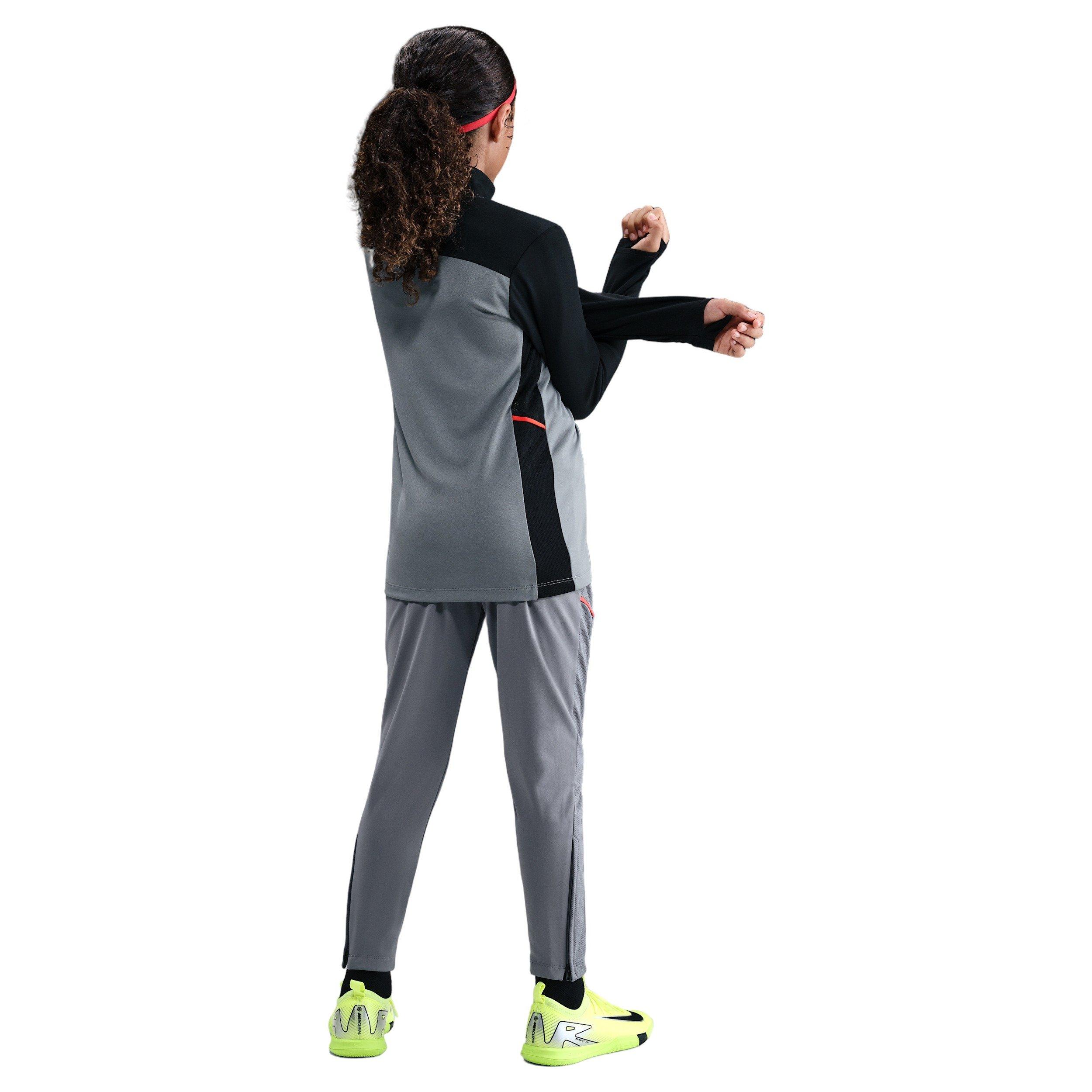 Nike Academy Dri-FIT Long-Sleeve Big Kids' Grey 1/4 Zip Soccer Drill Top