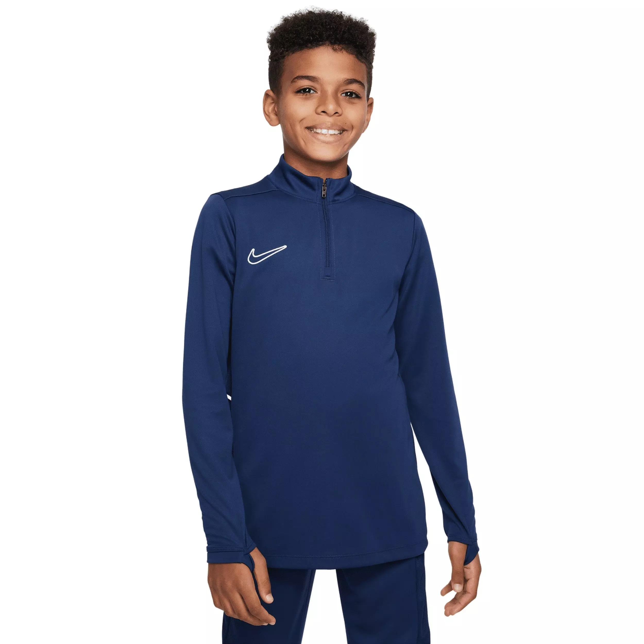 Nike Big Kids' Academy Dri-FIT Long-Sleeve 1/4 Zip Soccer Drill Top - Blue - BLUE