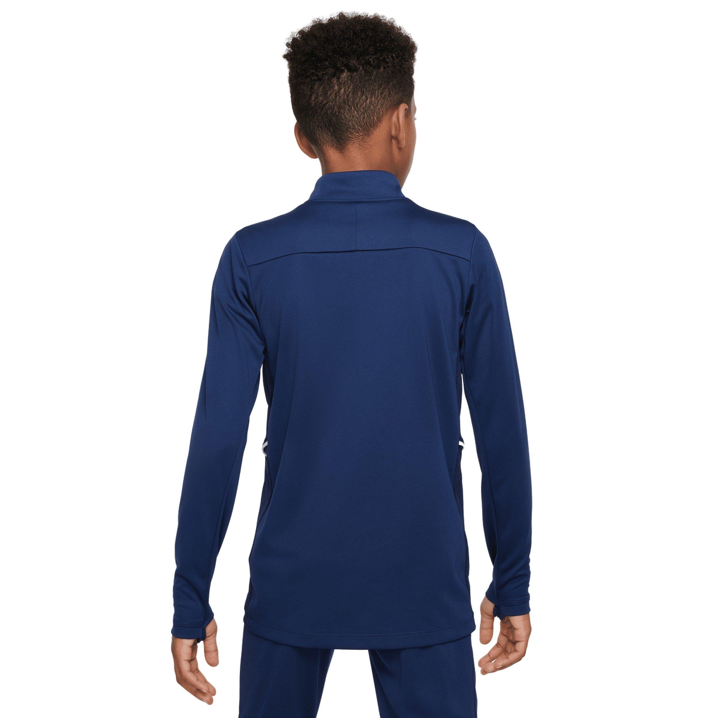 Nike Academy Dri-FIT Long-Sleeve Big Kids' Blue 1/4 Zip Soccer Drill Top