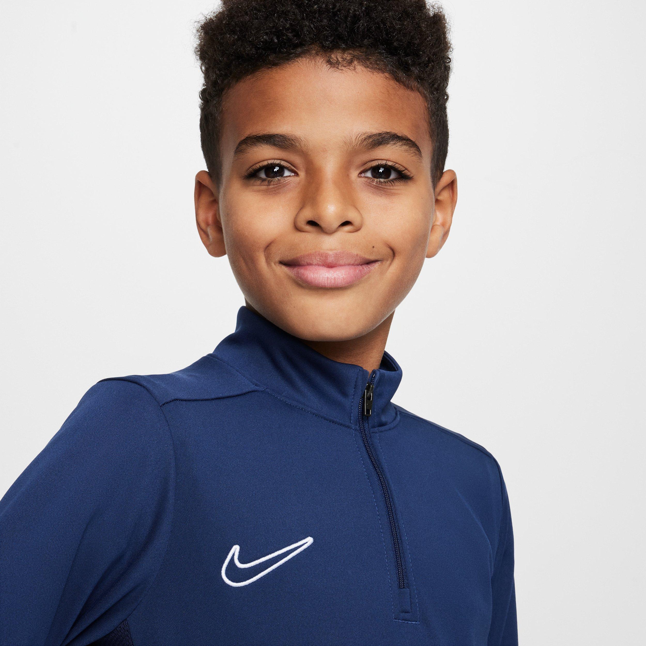 Nike Academy Dri-FIT Long-Sleeve Big Kids' Blue 1/4 Zip Soccer Drill Top