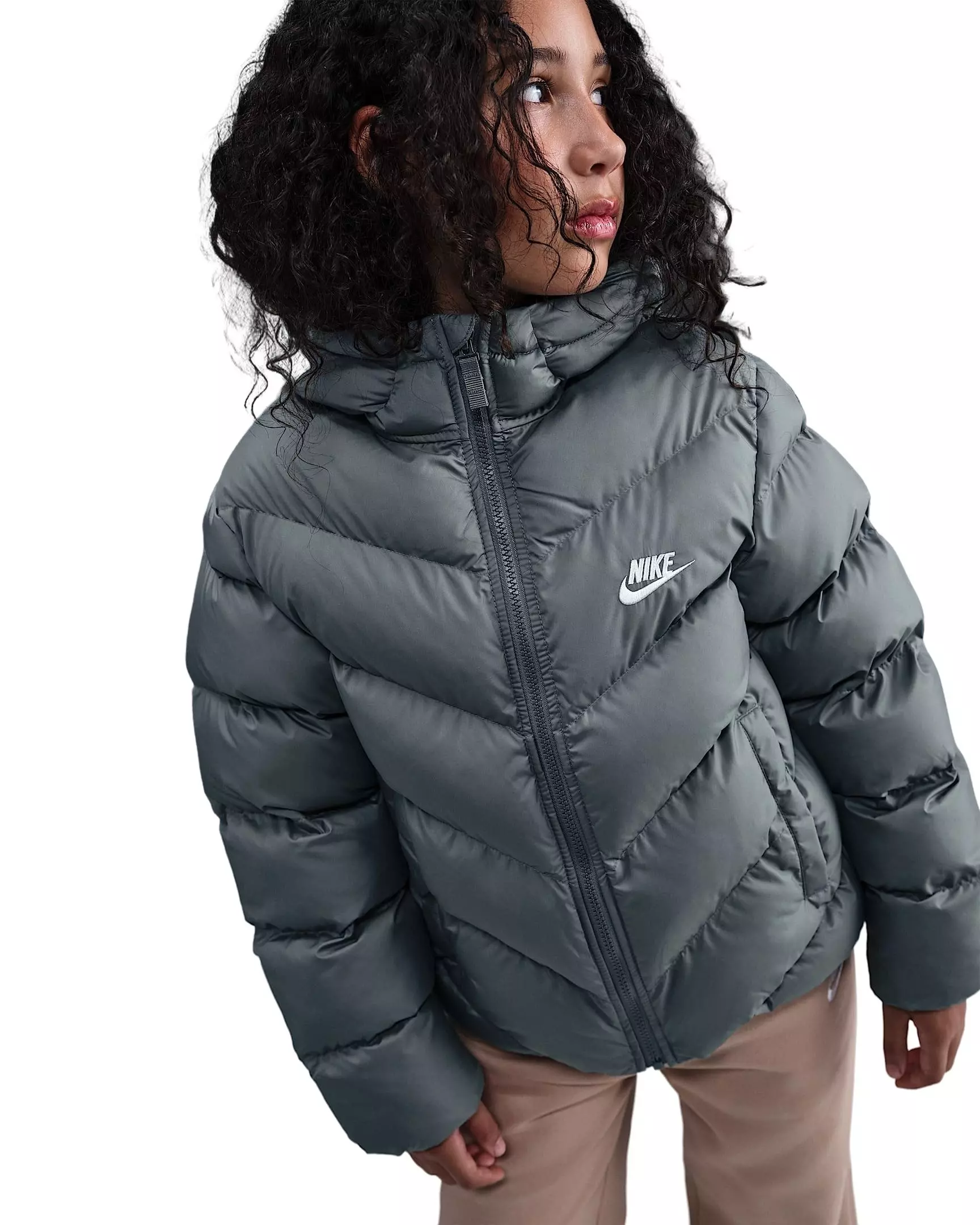 Nike Big Kids' Sportswear All Day Play Therma-FIT Loose-Fit Puffer Jacket - Grey - GREY