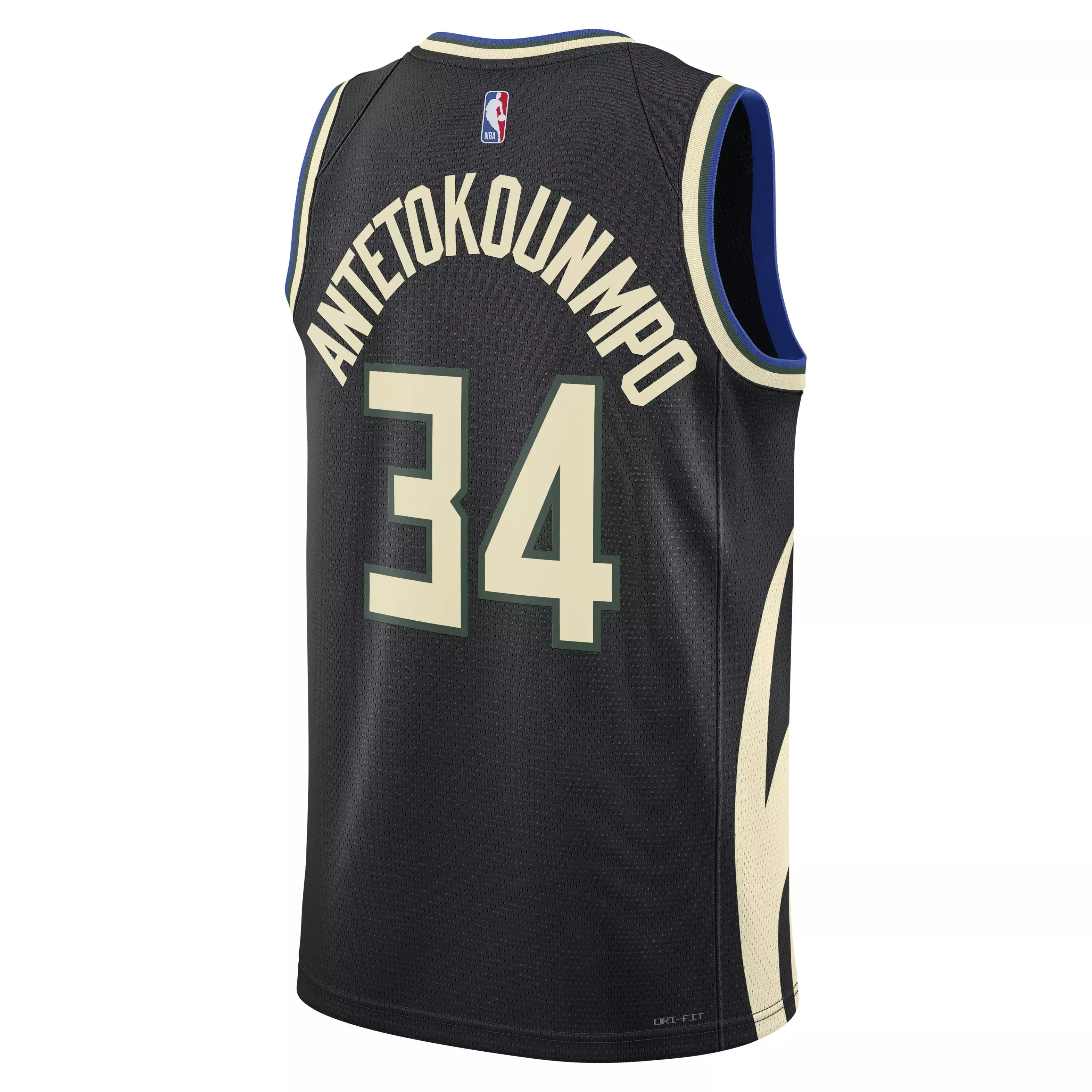 Jordan Men's Milwaukee Bucks Dri-FIT NBA Statement Swingman Jersey-Black/Antetokounmpo - BLACK/ANTETOKOUNMPO