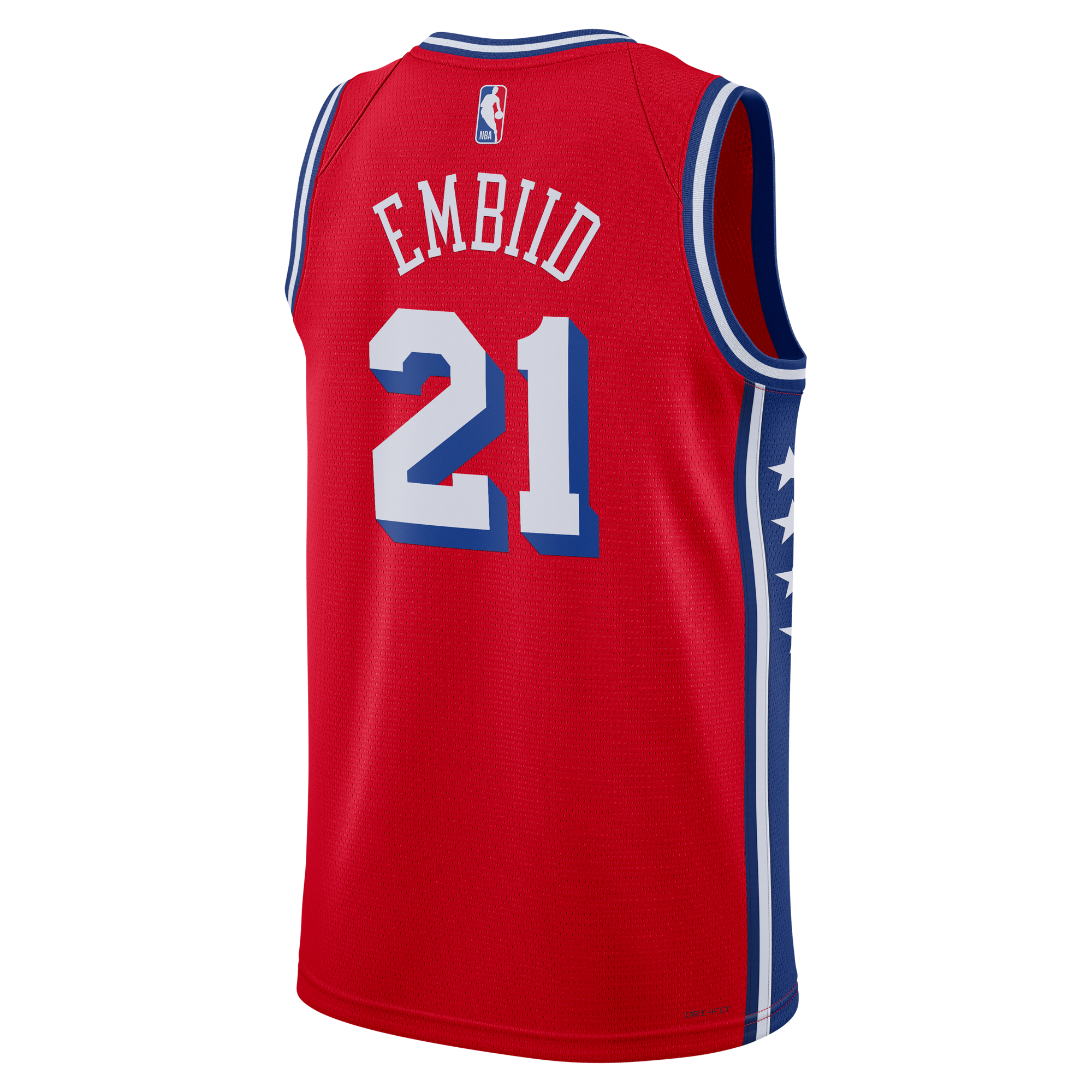 Jordan Men's Philadelphia 76ers Dri-FIT NBA Statement Swingman Jersey-Red/Embiid - RED/EMBIID Thumbnail View 1
