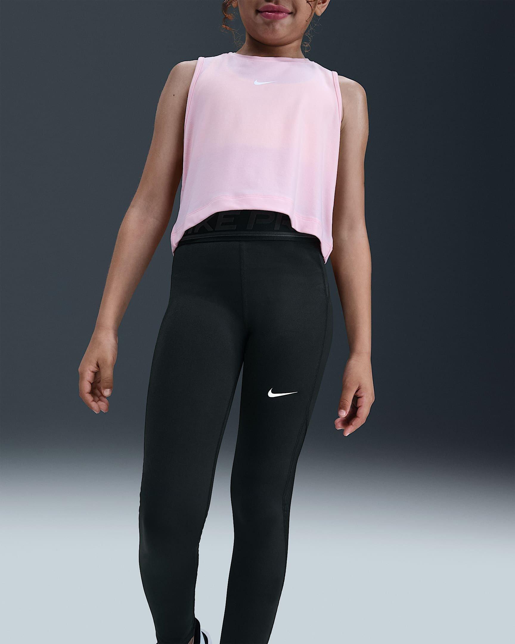 Nike Pro Mid-Rise Big Girls' Black Leggings
