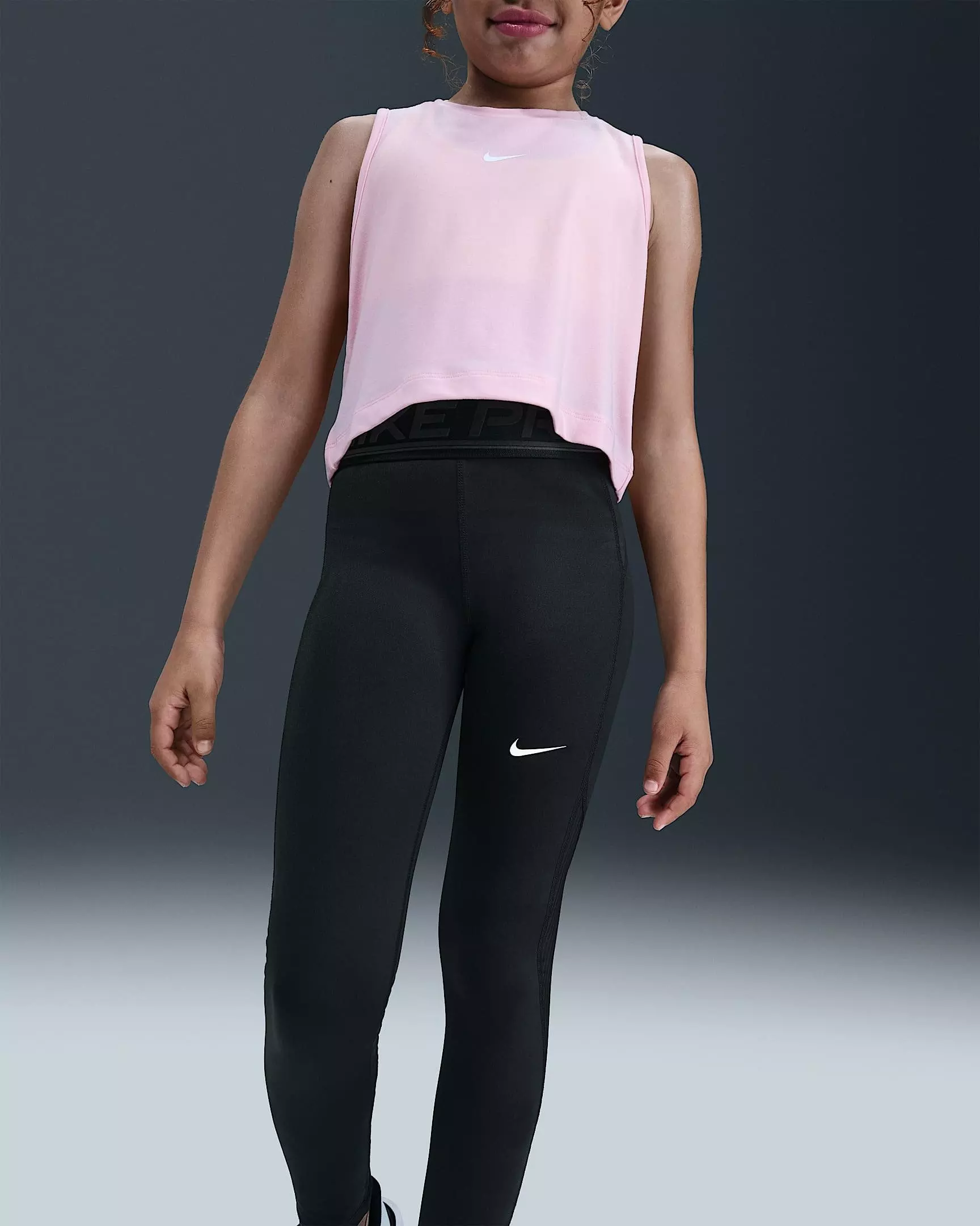 Nike Big Girls' Pro Mid-Rise Leggings - Black - BLACK