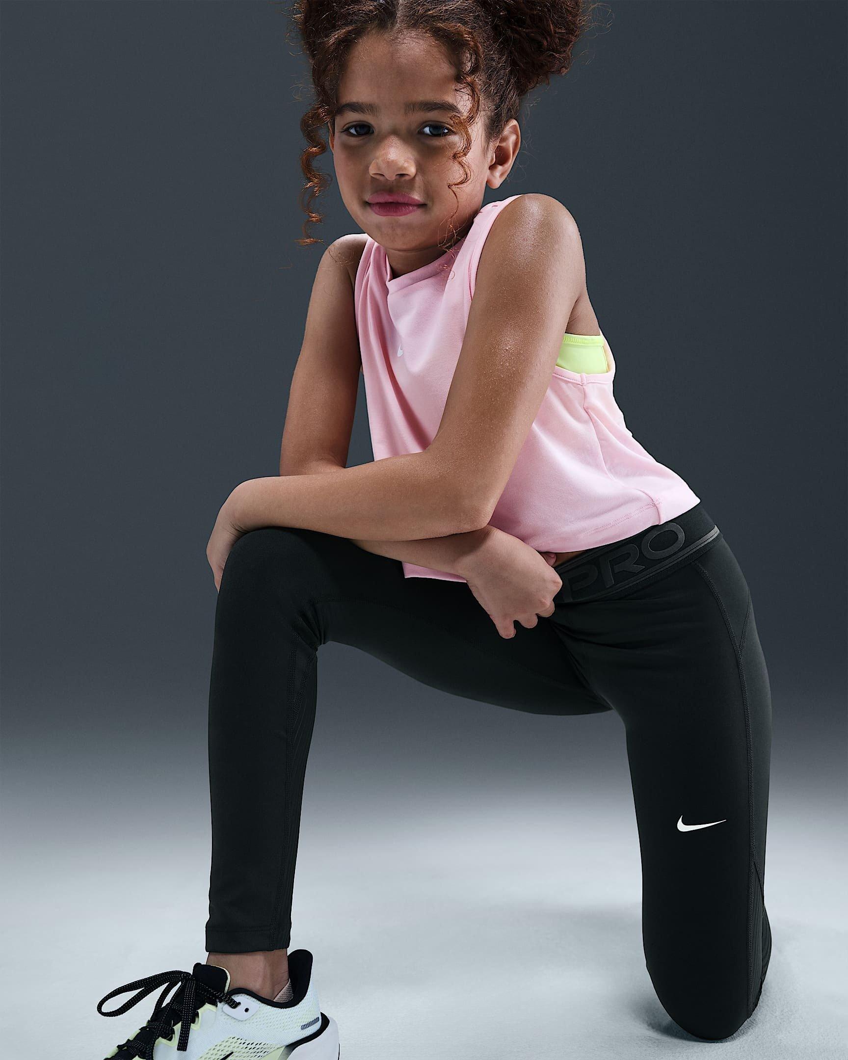 Nike Pro Mid-Rise Big Girls' Black Leggings