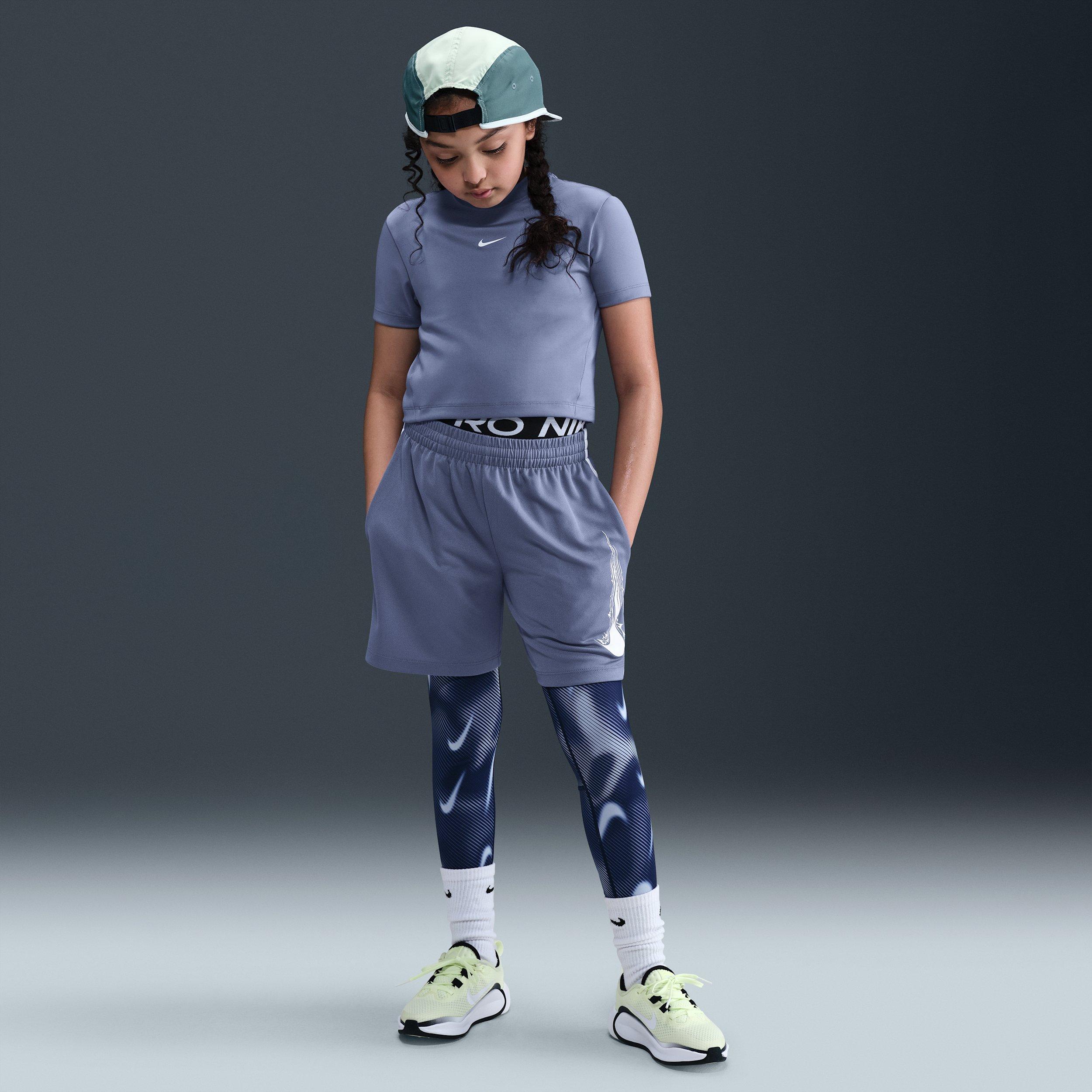 Nike Pro Dri-FIT Short Sleeve Big Girls' Blue Top