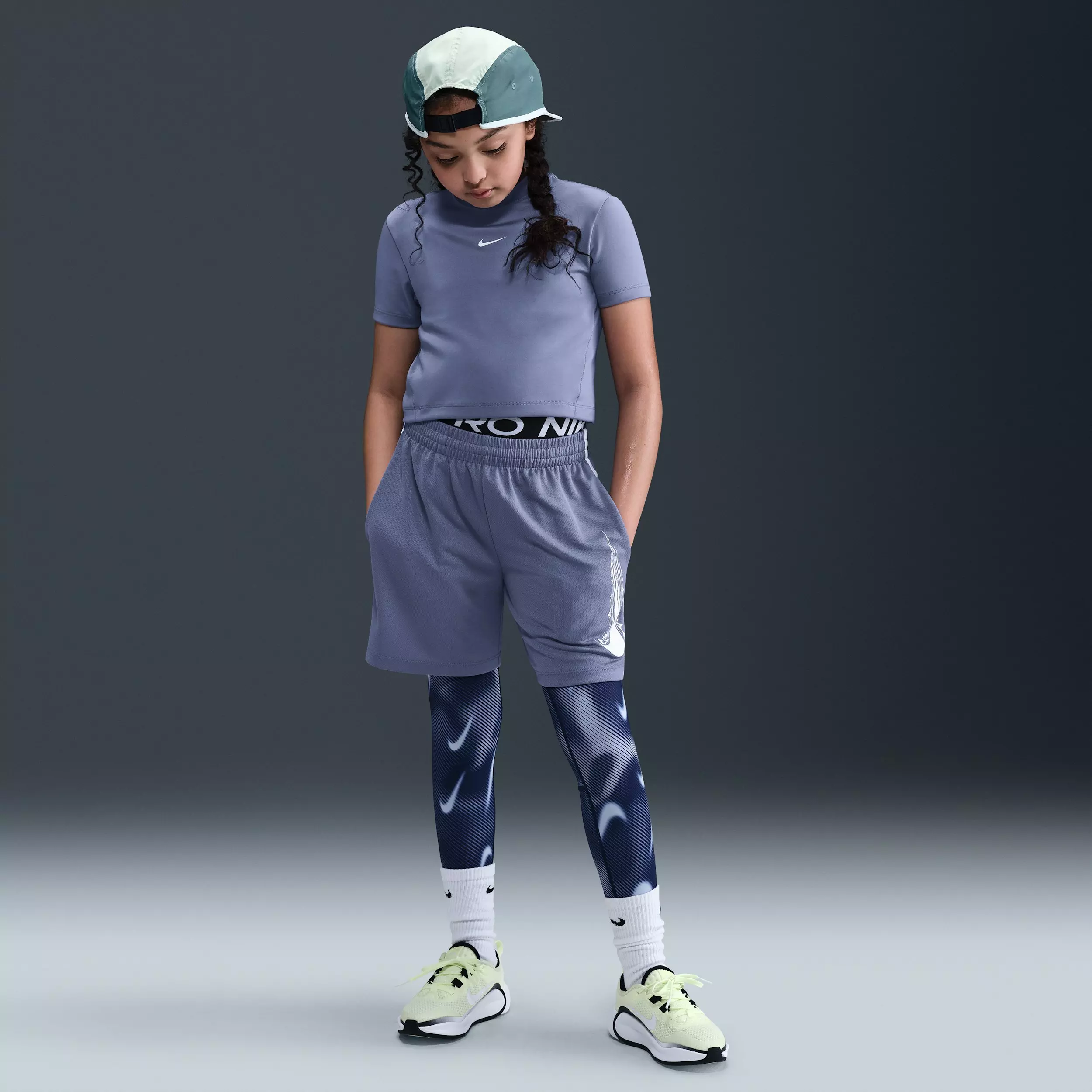 Nike Big Girls' Pro Dri-FIT Short Sleeve Top - Blue - BLUE