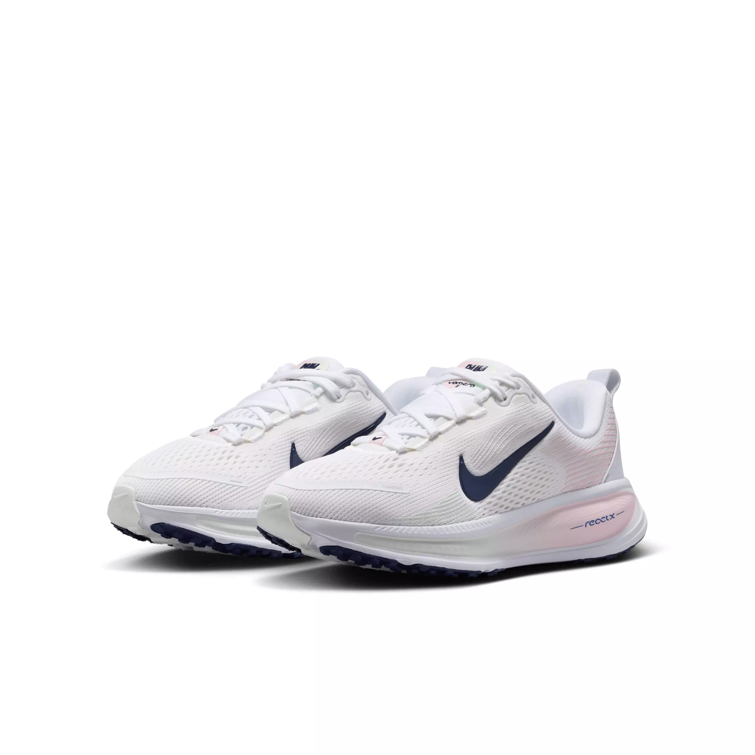 Nike Vomero 18 "White/Football Grey/Barely Green/Midnight Navy" Grade School Girls' Running Shoe - WHITE/GREY/GREEN/NAVY