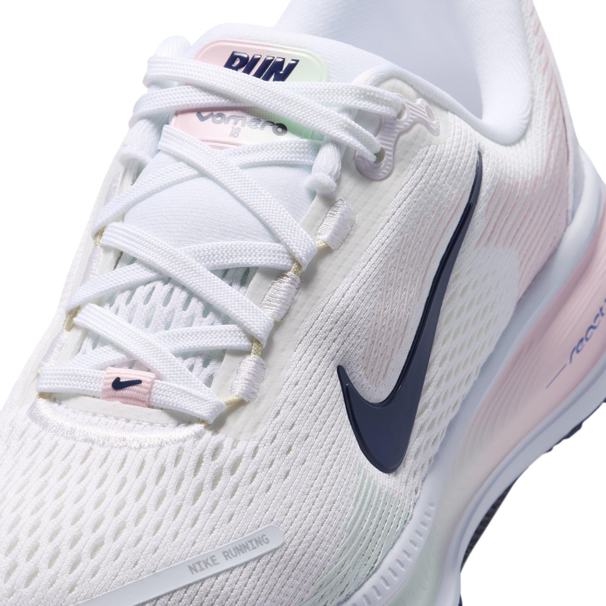 Nike Vomero 18 "White/Football Grey/Barely Green/Midnight Navy" Grade School Girls' Running Shoe - WHITE/GREY/GREEN/NAVY Thumbnail View 7