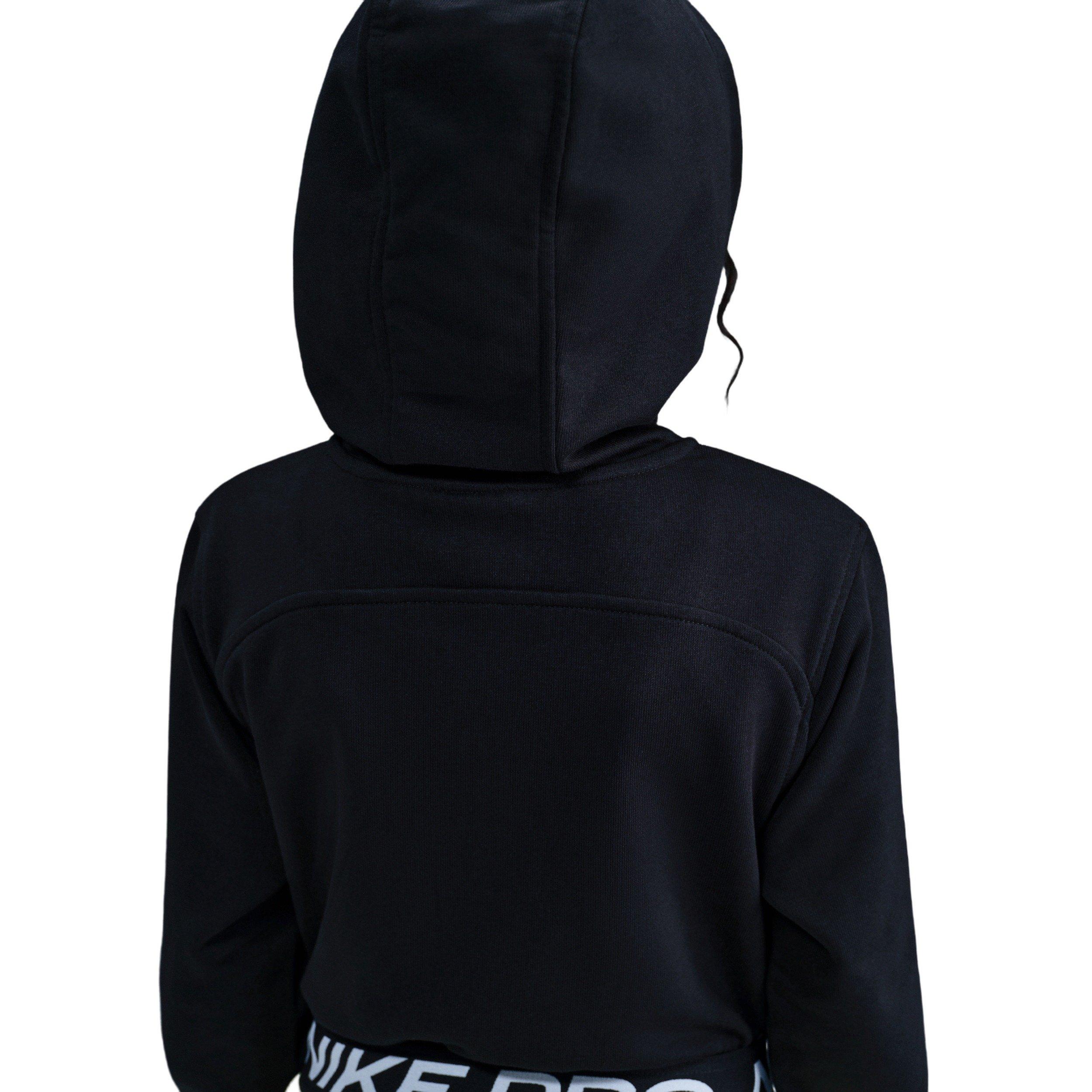Nike Pro Fleece Dri-FIT Full Zip Hooded Big Girls' Black Jacket