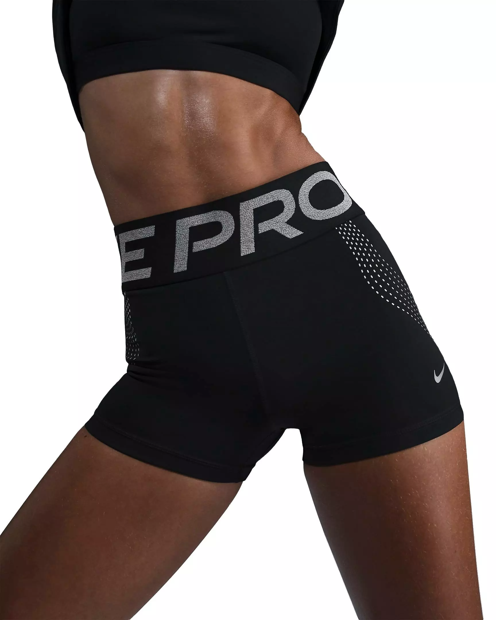 Nike Women's ProSculpt High-Waisted 3" Biker Shorts -Black/Silver - BLACK/SILVER
