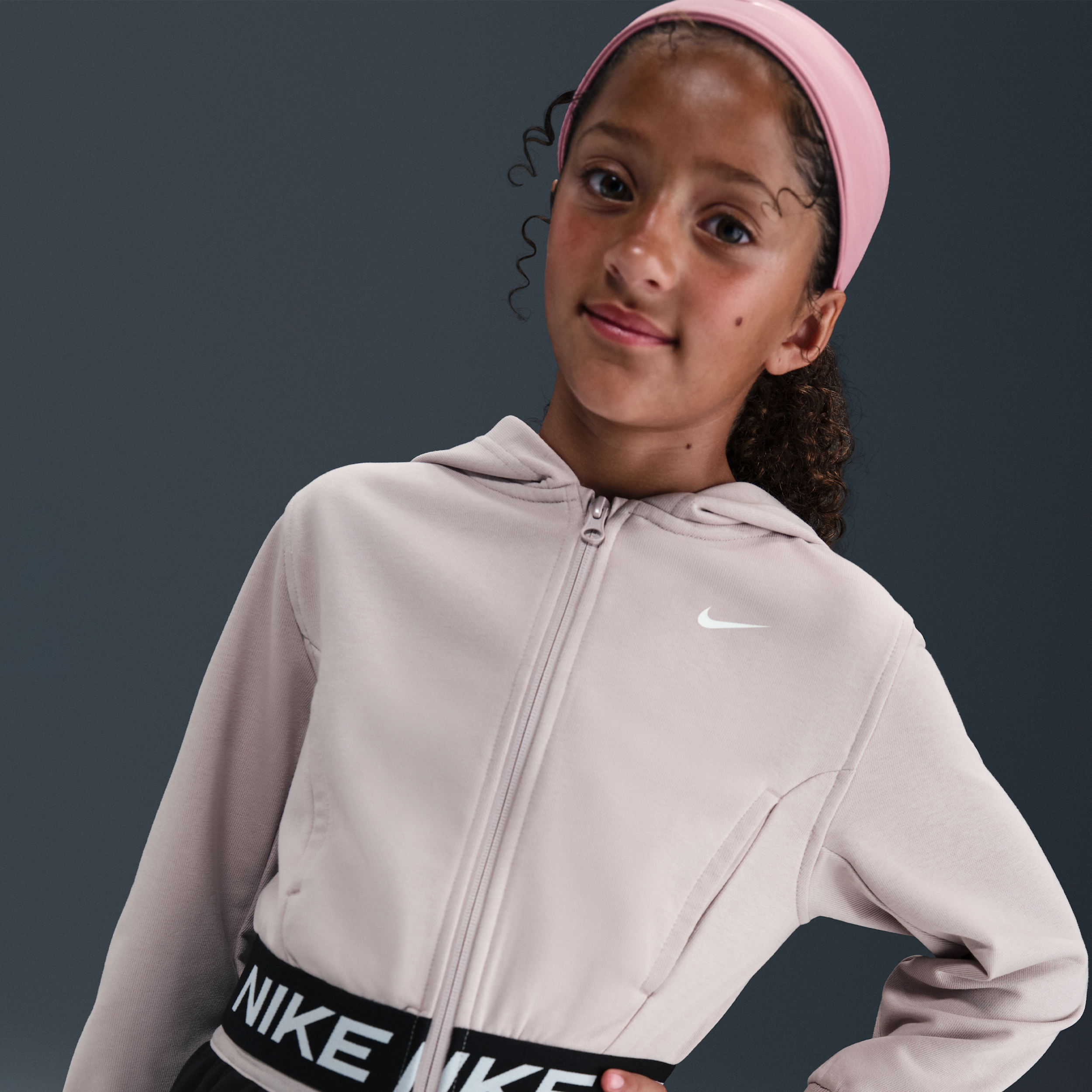 Nike Pro Fleece Dri-FIT Full Zip Hooded Big Girls' Light Purple Jacket
