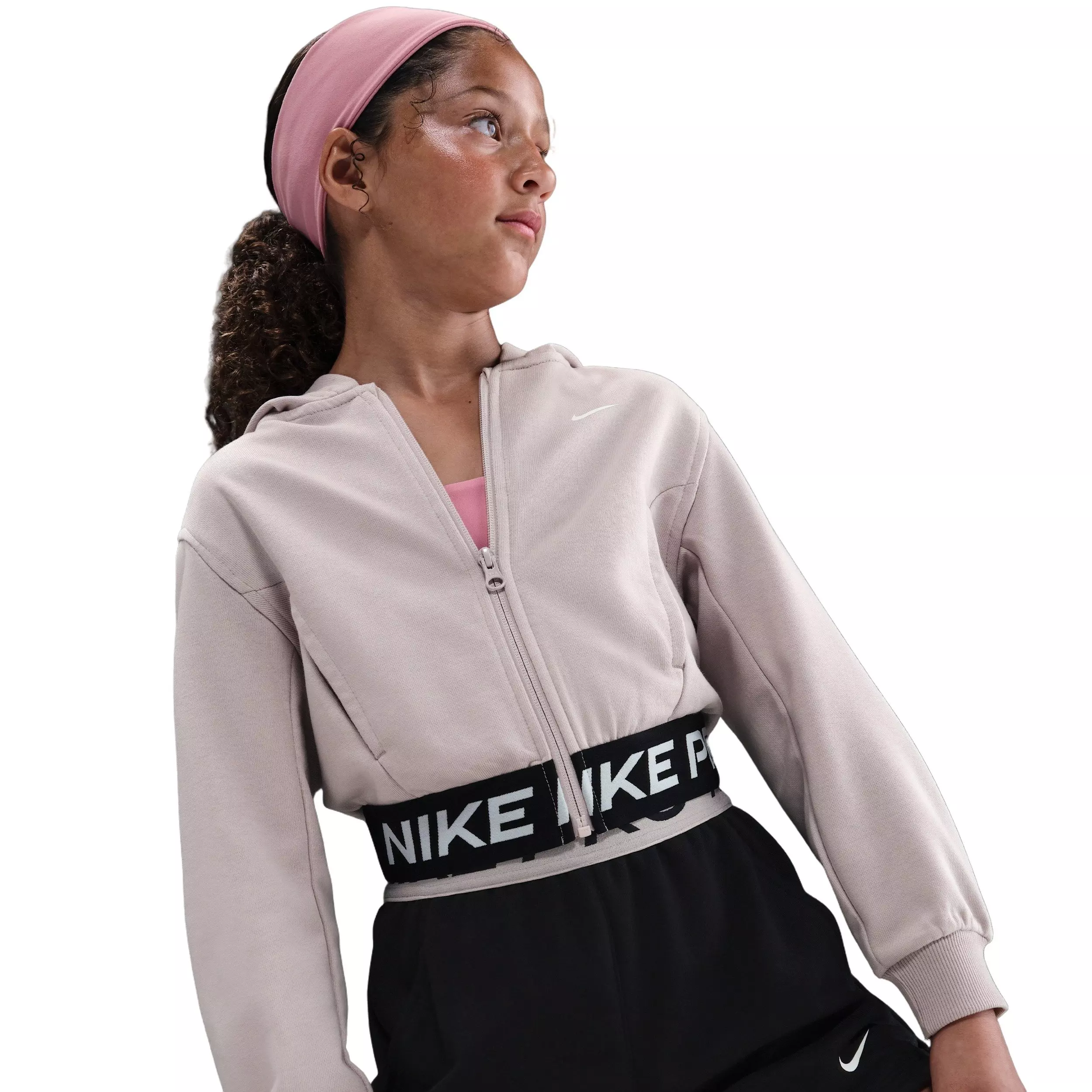 Nike Big Girls' Pro Fleece Dri-FIT Full Zip Hooded Jacket - Light Purple - LIGHT PURPLE