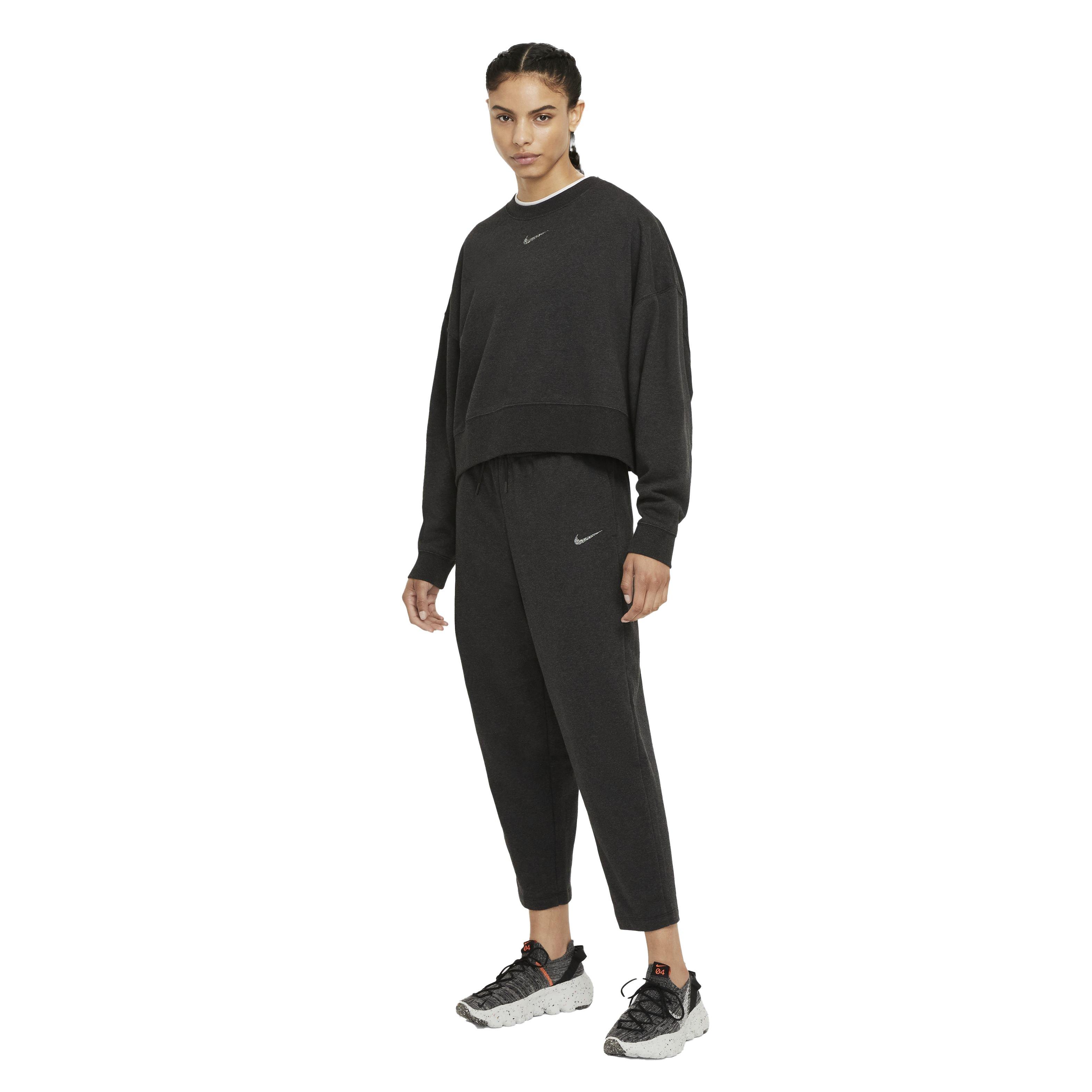 Nike Women's Sportswear Collection Essentials Black Fleece Curve Pants - BLACK Thumbnail View 6