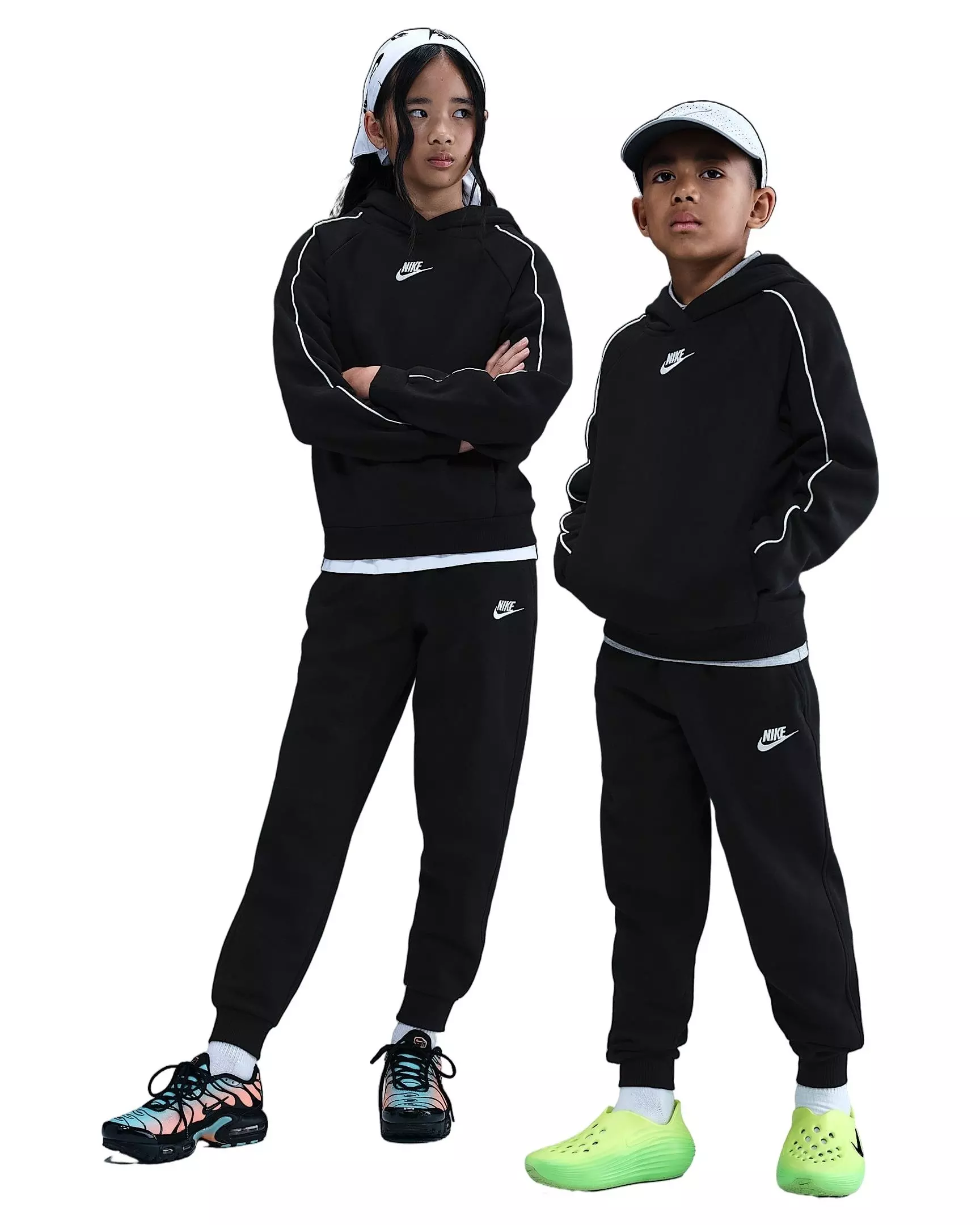 Nike Big Kids' Sportswear Club Fleece Hooded Tracksuit - Black - BLACK