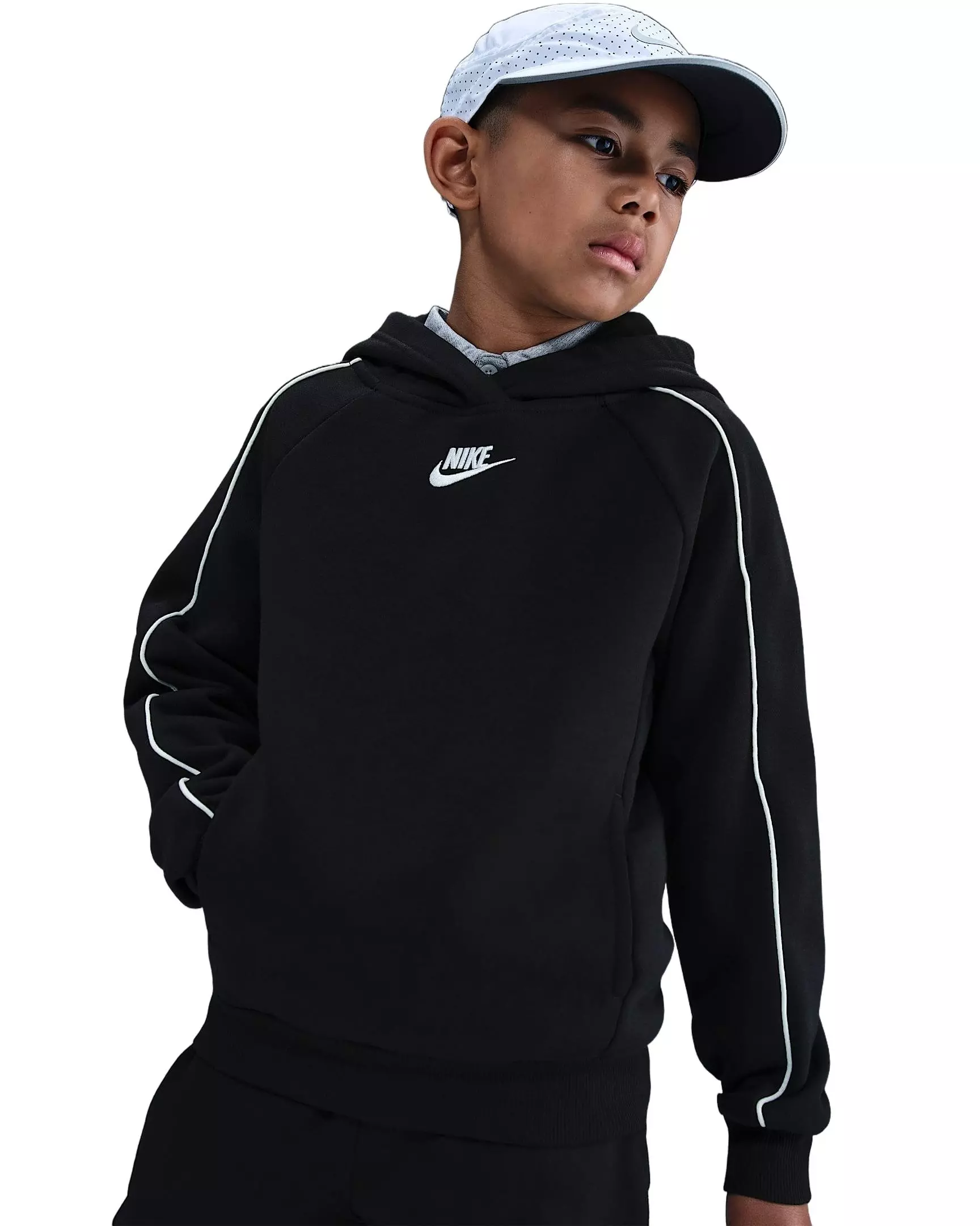 Nike Big Kids' Sportswear Club Fleece Hooded Tracksuit - Black - BLACK