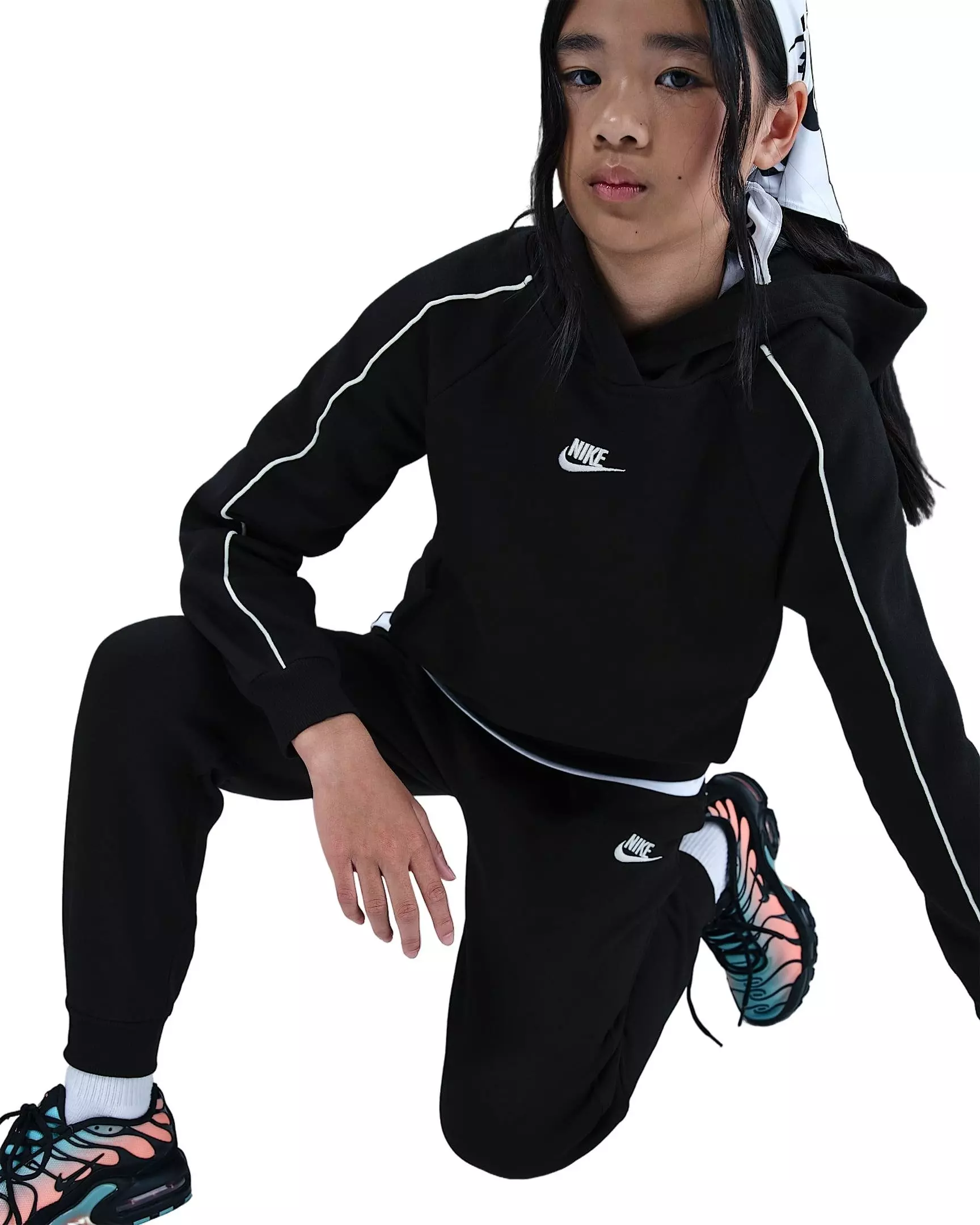 Nike Big Kids' Sportswear Club Fleece Hooded Tracksuit - Black - BLACK
