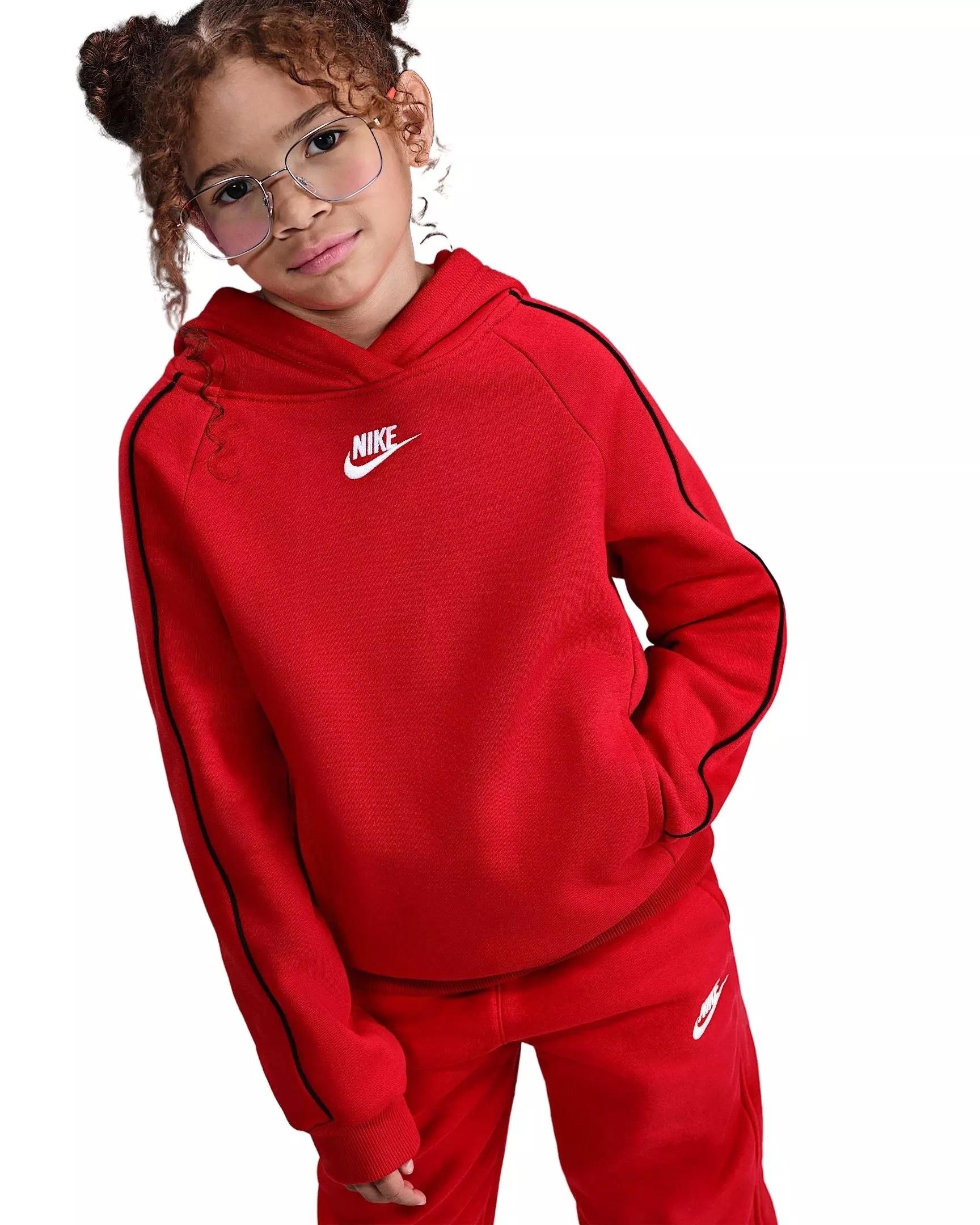 Nike Big Kids' Sportswear Club Fleece Hooded Tracksuit - Red - RED
