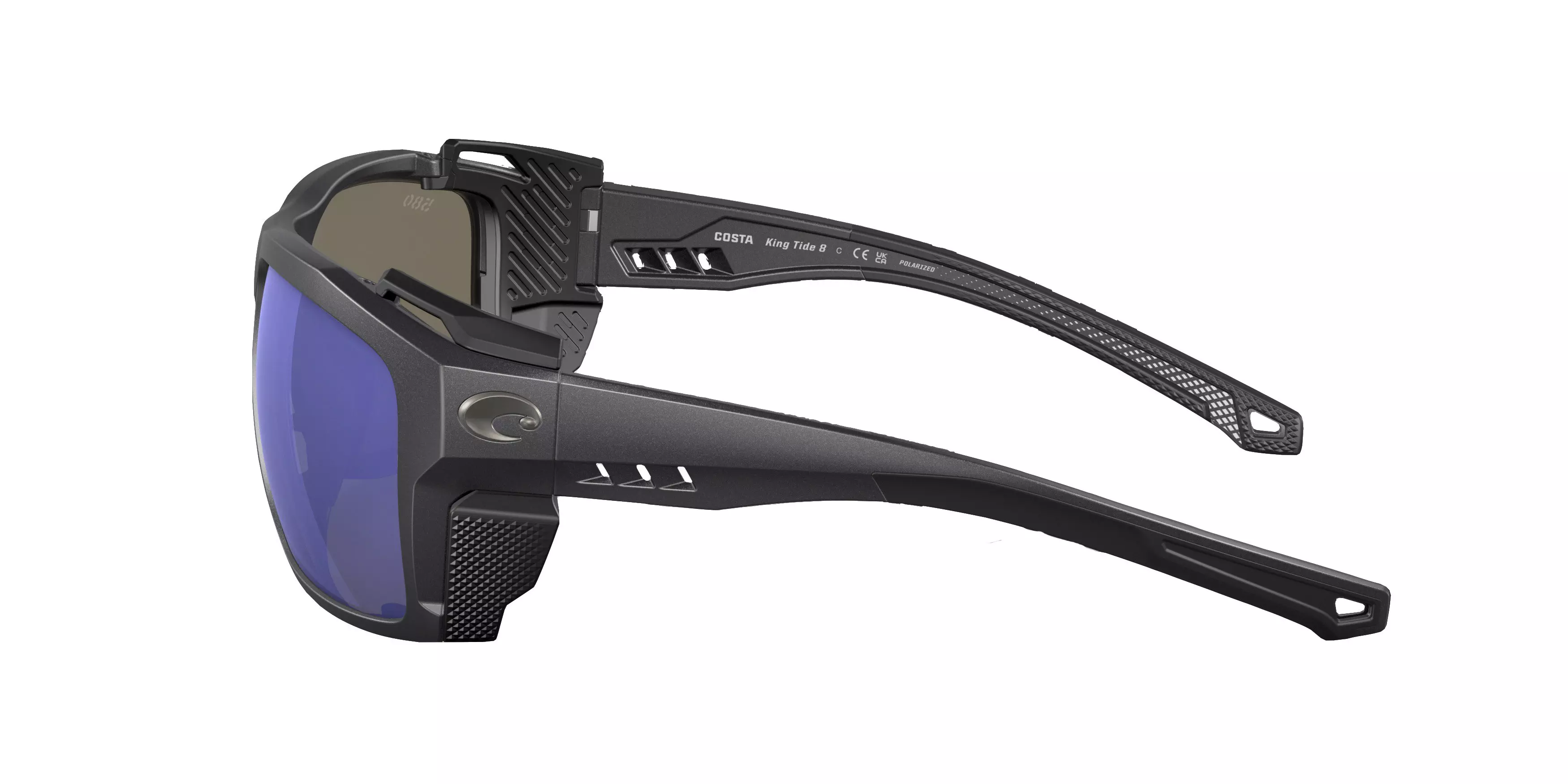 Costa Del Mar King Tide 8 Blue Mirror Polarized Sunglasses - Black Pearl - BLACK