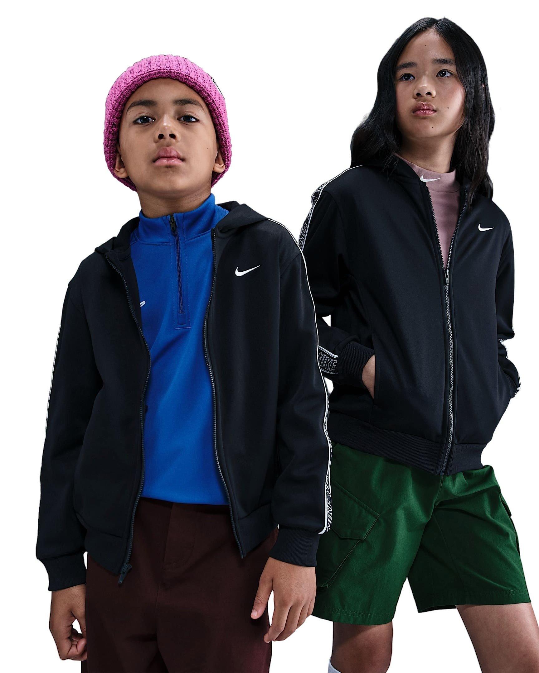 Nike Big Kids' Sportswear Club Dri-FIT Full-Zip Jacket - Black - BLACK Thumbnail View 3