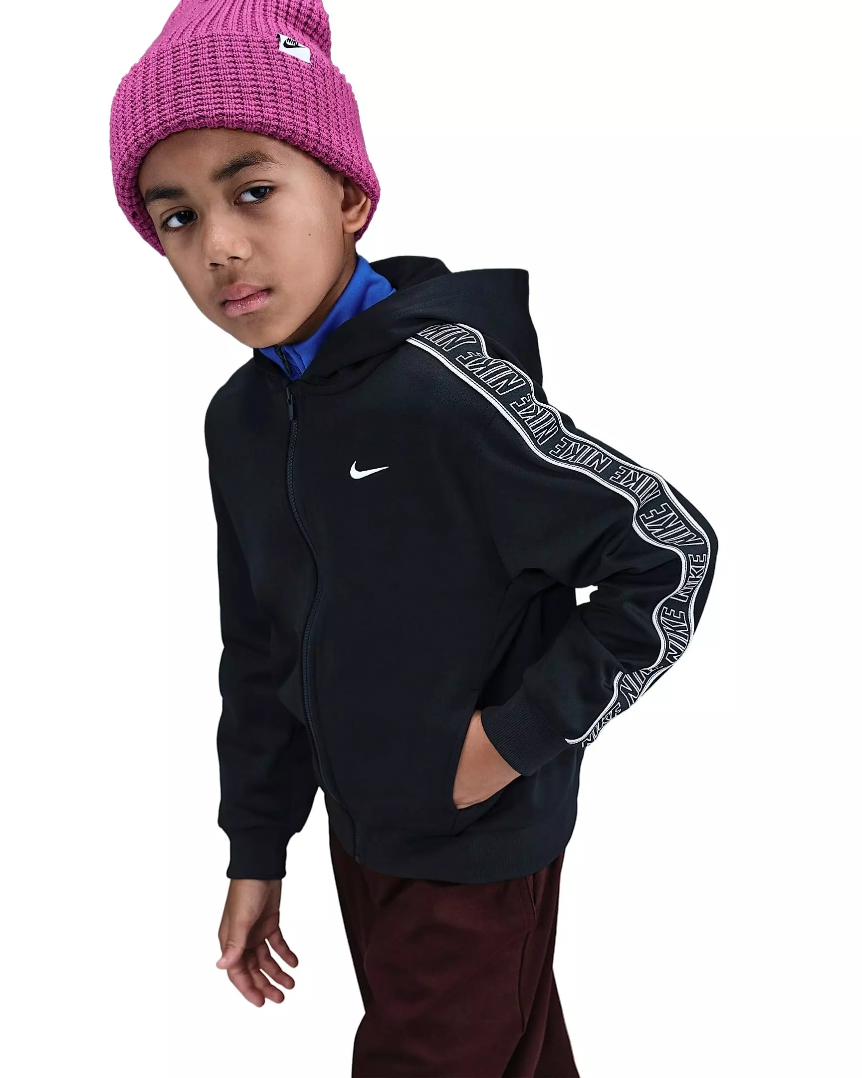 Nike Big Kids' Sportswear Club Dri-FIT Full-Zip Jacket -Black - BLACK