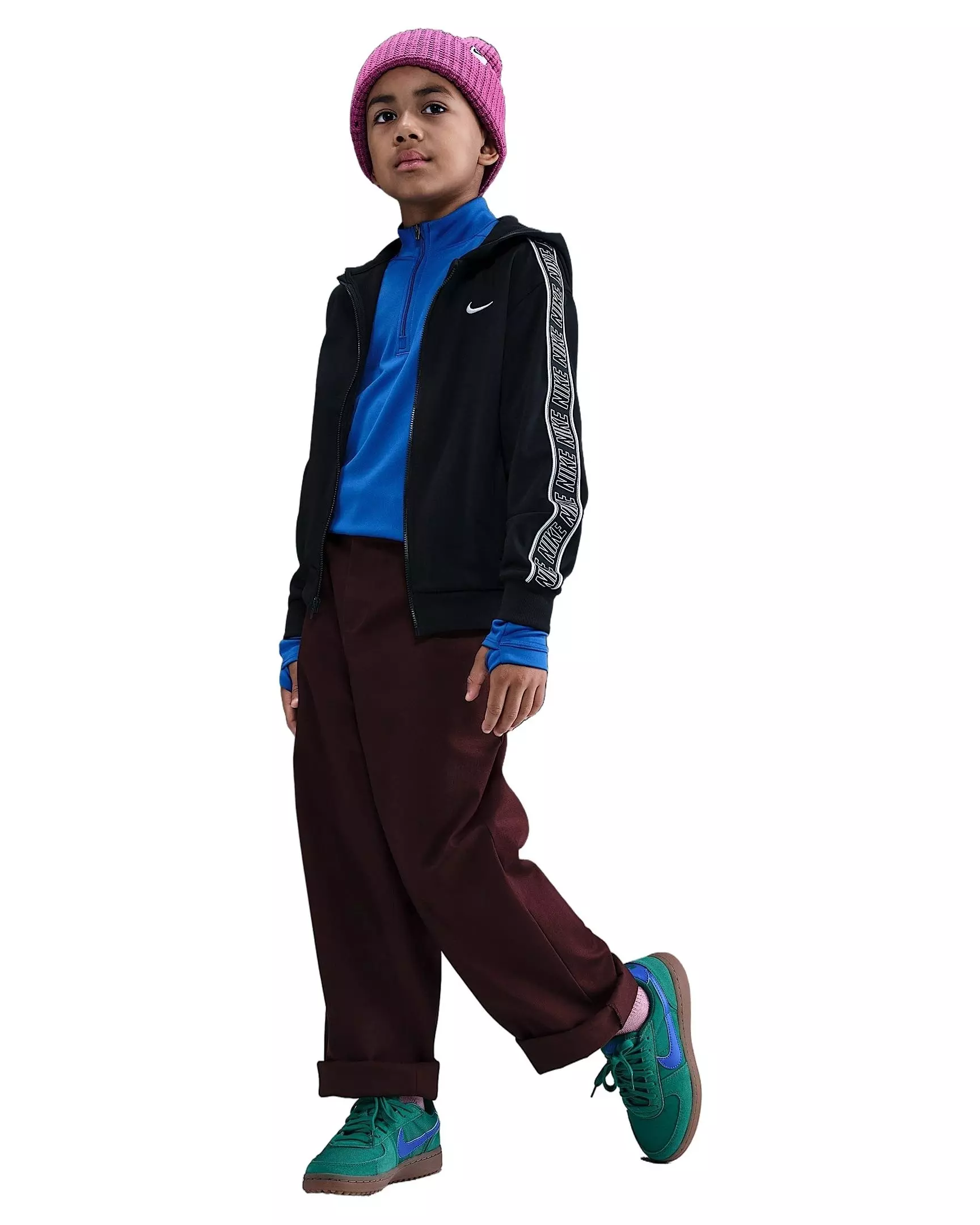 Nike Big Kids' Sportswear Club Dri-FIT Full-Zip Jacket -Black - BLACK