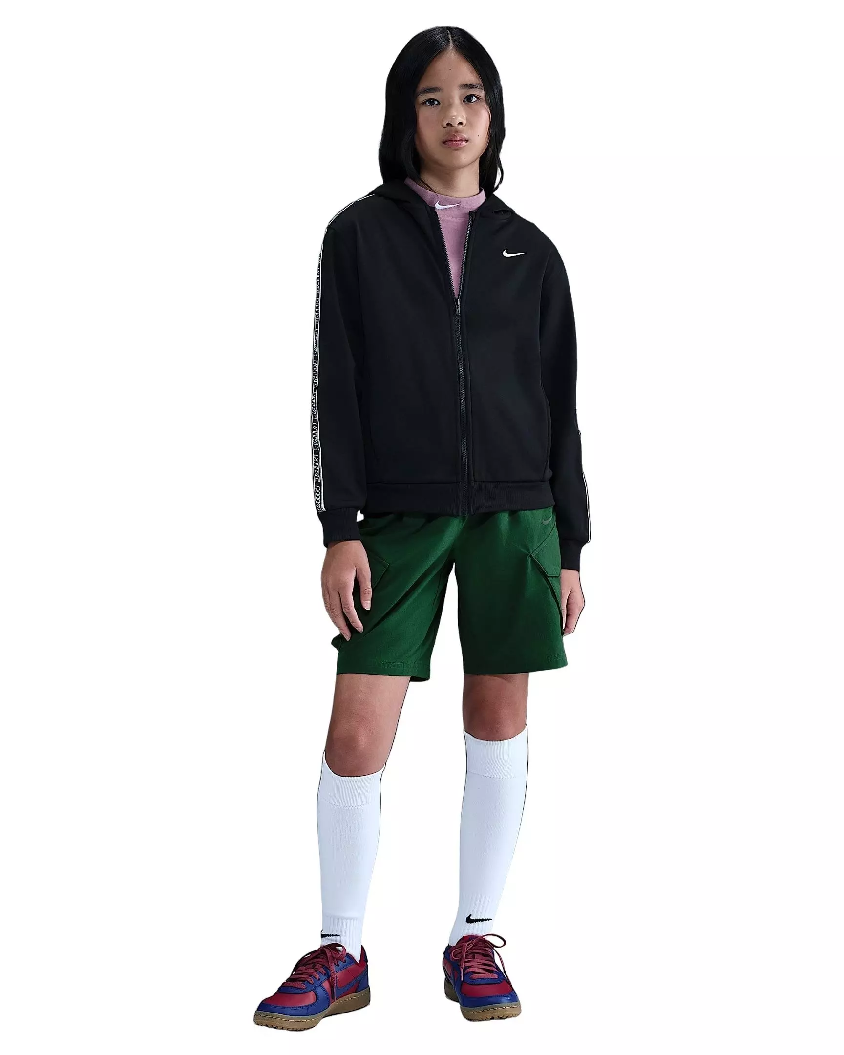 Nike Big Kids' Sportswear Club Dri-FIT Full-Zip Jacket -Black - BLACK