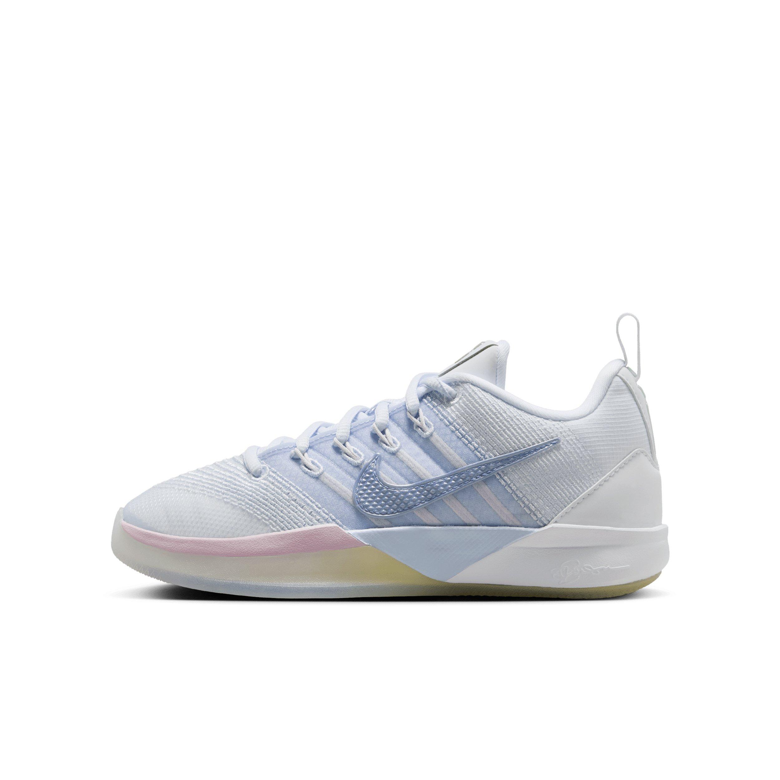 Nike Sabrina 3 "White/Football Grey/Bleached Lilac/Dusty Purple" Grade School Boys' Basketball Shoe - WHITE/GREY/LILAC/PURPLE Thumbnail View 2