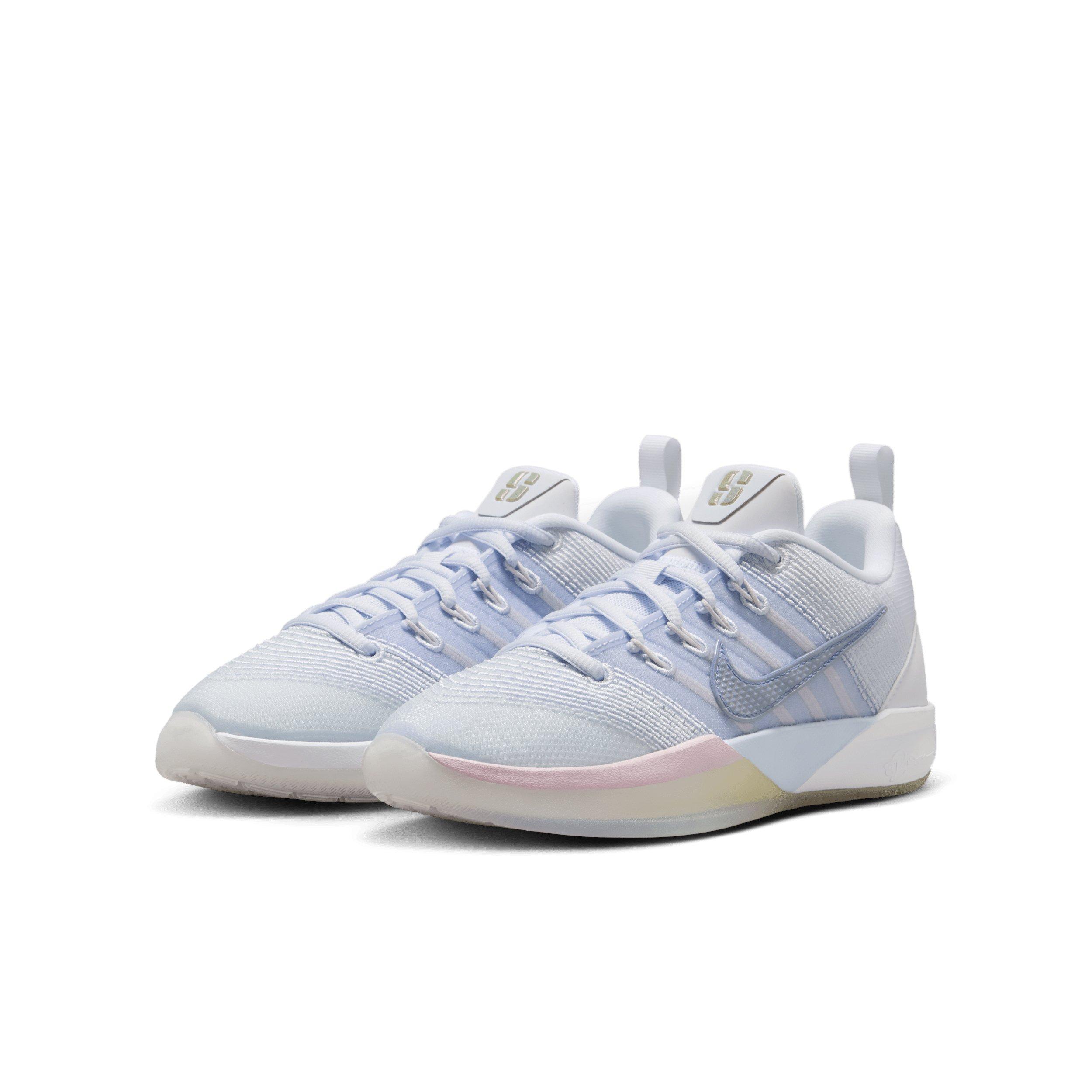 Nike Sabrina 3 "White/Football Grey/Bleached Lilac/Dusty Purple" Grade School Boys' Basketball Shoe - WHITE/GREY/LILAC/PURPLE Thumbnail View 3
