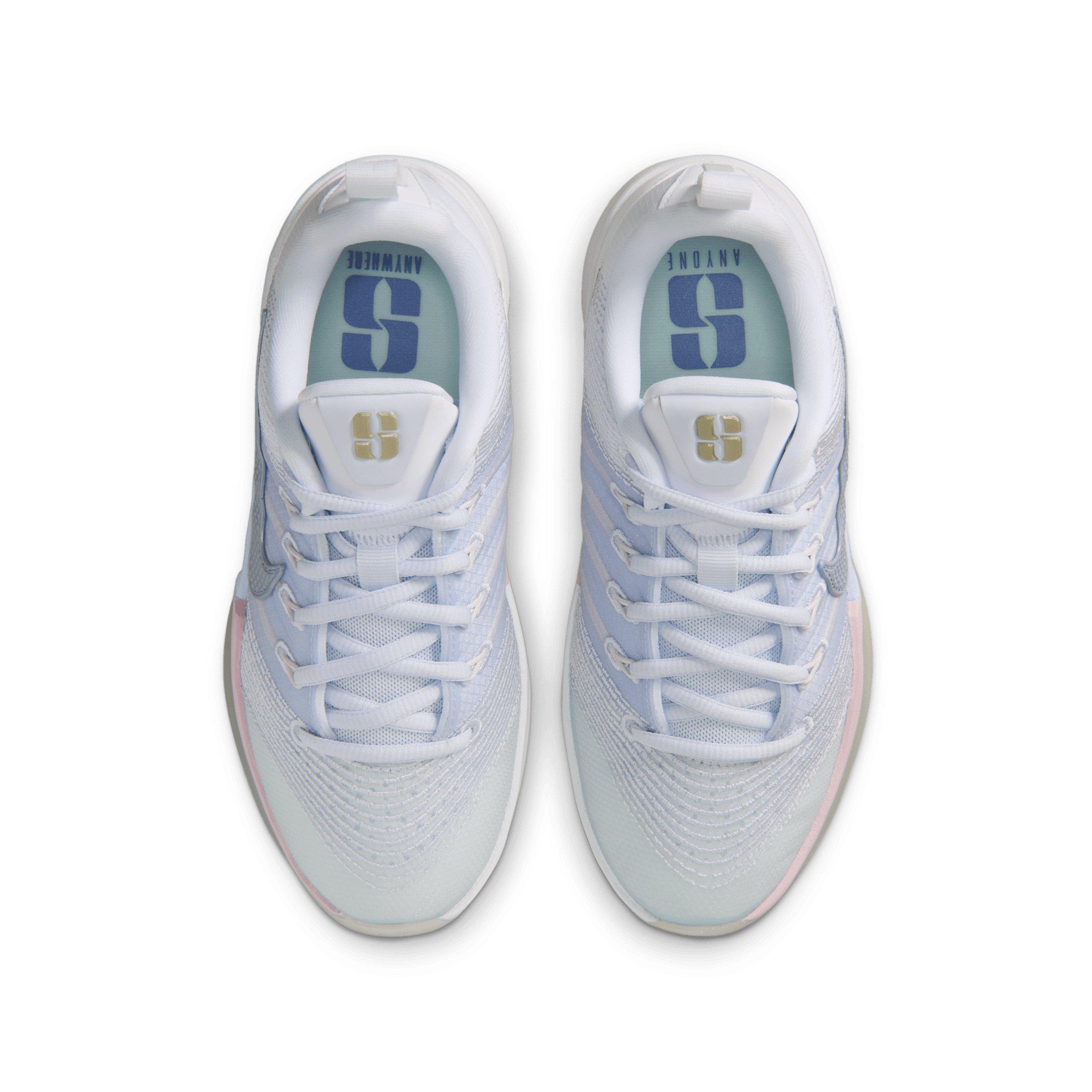 Nike Sabrina 3 "White/Football Grey/Bleached Lilac/Dusty Purple" Grade School Boys' Basketball Shoe - WHITE/GREY/LILAC/PURPLE Thumbnail View 4