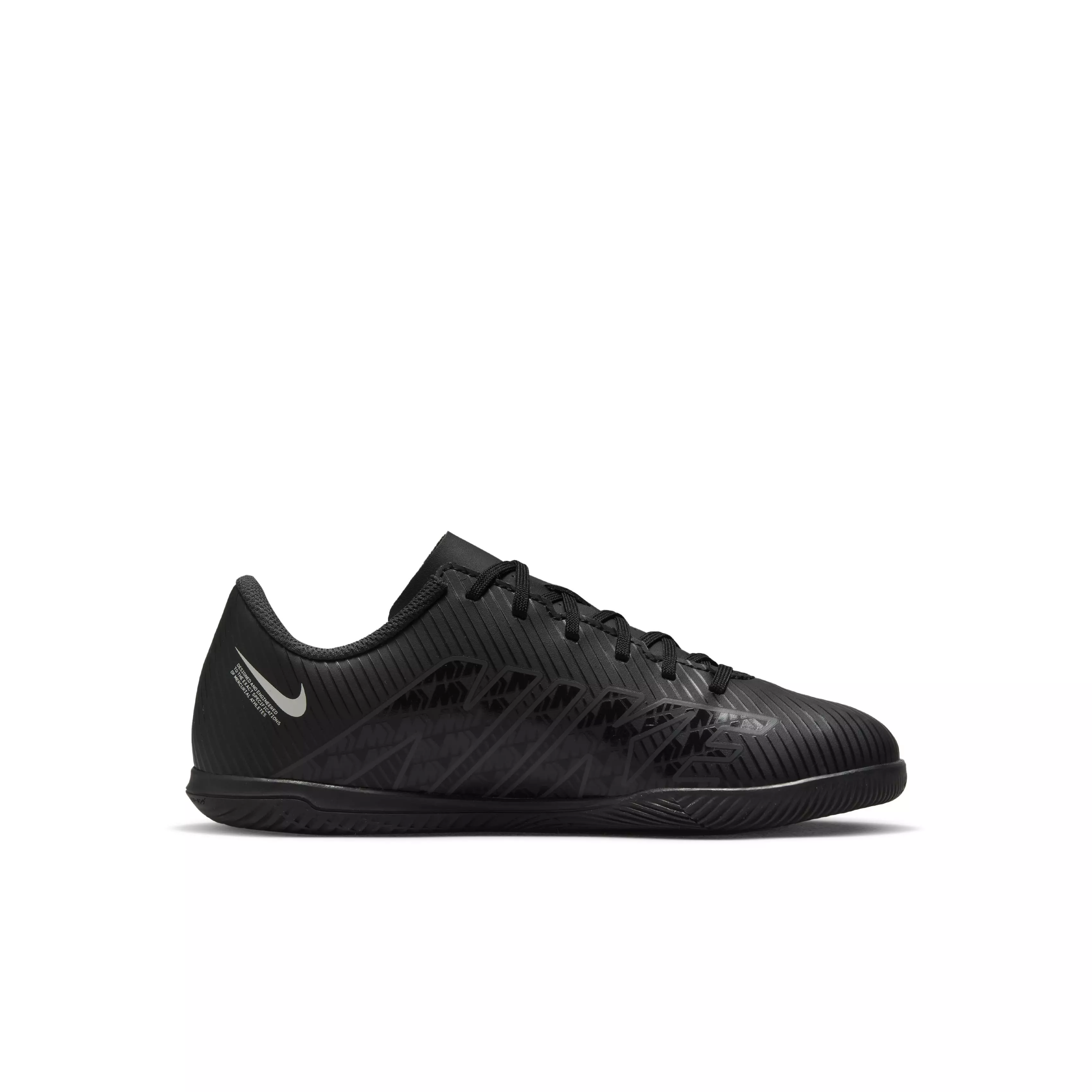 Nike Jr. Mercurial Vapor 15 Club Indoor "Black/Dark Smoke Grey/Summit White/Volt" Preschool Kids' Soccer Shoe - BLACK/DK GREY/WHITE/VOLT