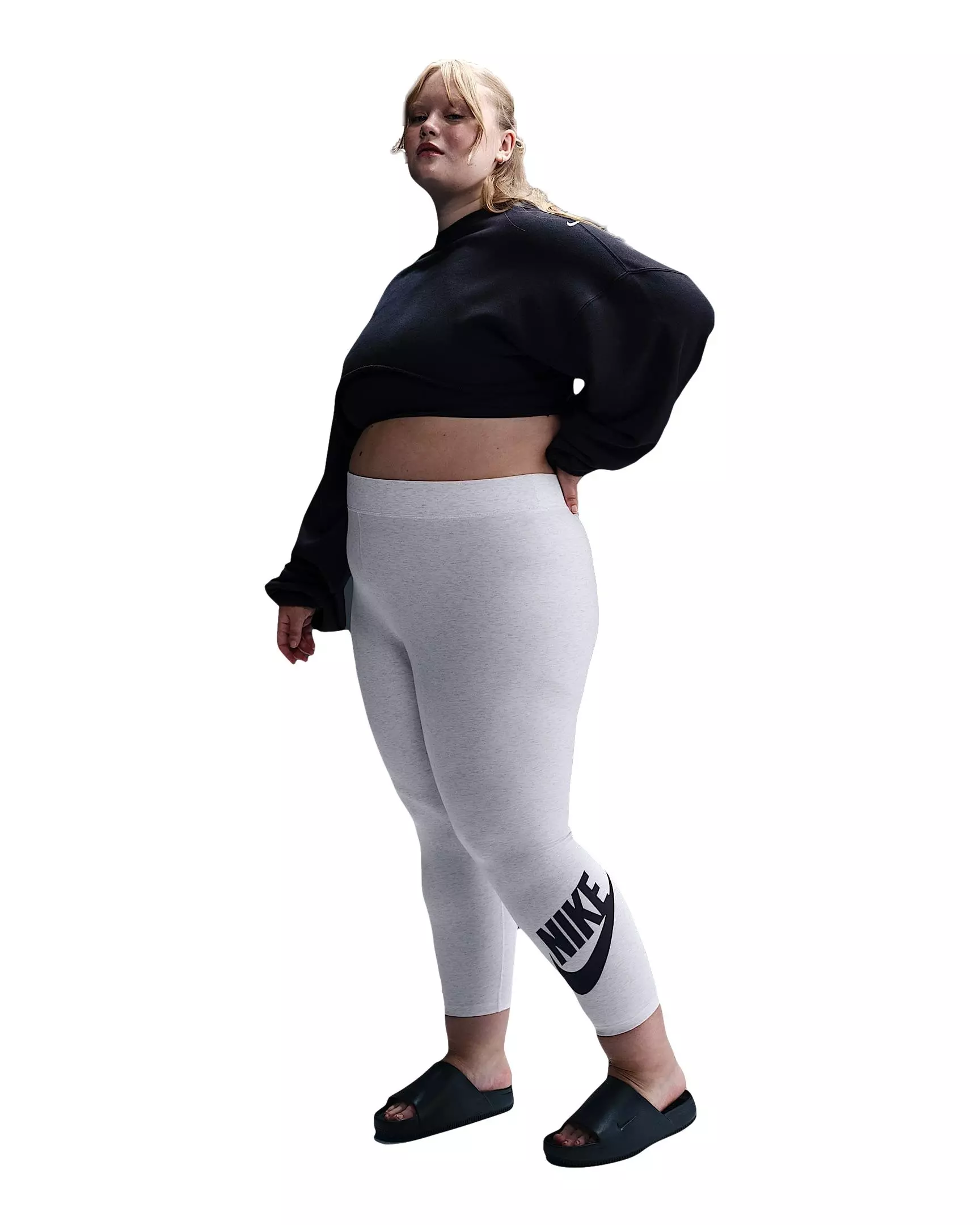 Nike Women's Sportswear Classics High-Waisted Graphic Leggings -Birch Heather/Black - BIRCH HEATHER/BLACK