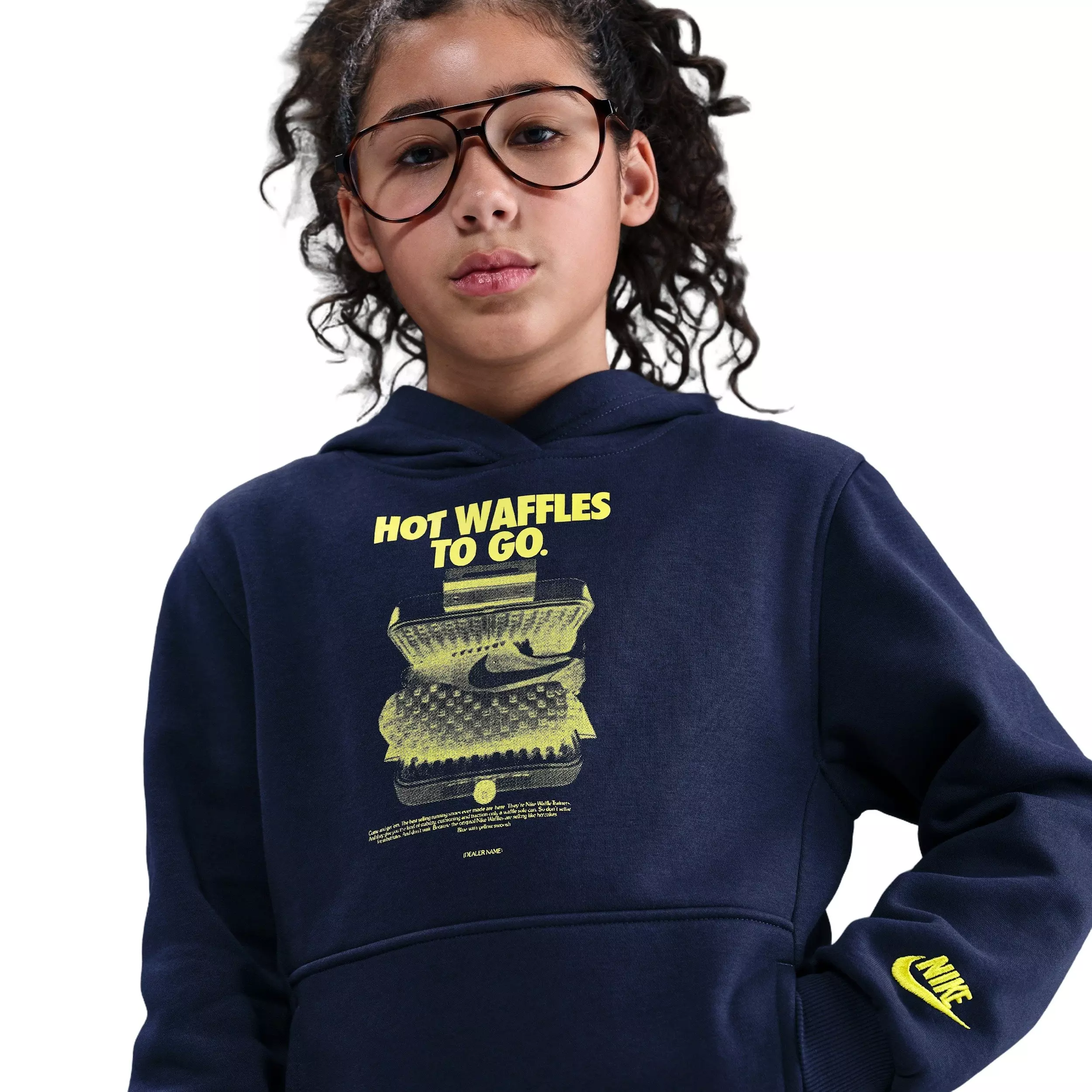 Nike Big Kids' Sportswear Club Waffles Graphic Fleece Hoodie - Blue - BLUE