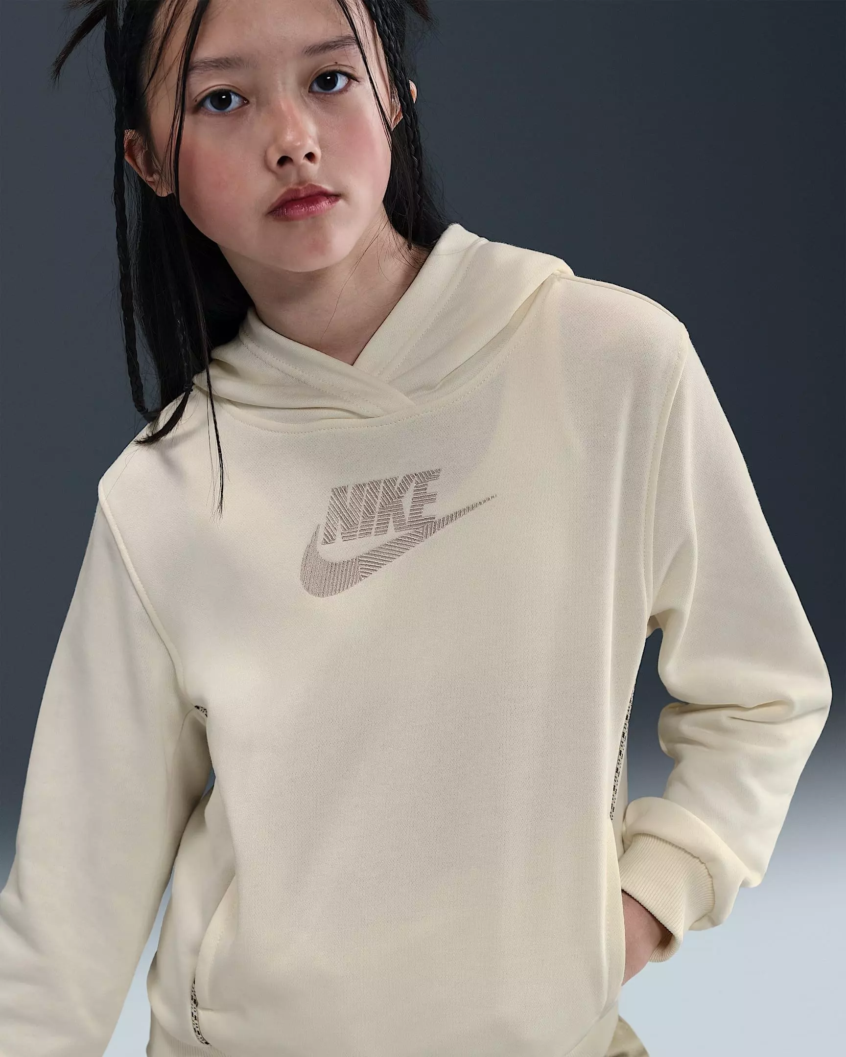 Nike Big Kids' Sportswear Club French Terry Hoodie - Brown - BROWN