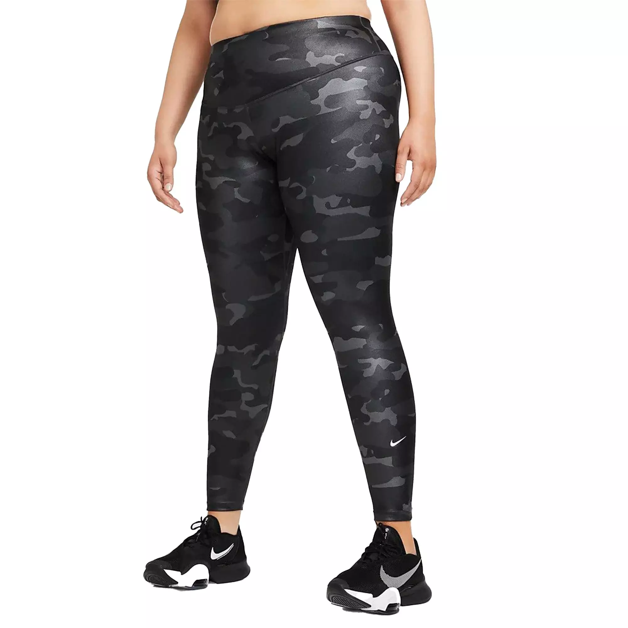 Nike Women's Dri-FIT One Leggings Mid-Rise Camo Leggings (Plus Size) - GREY