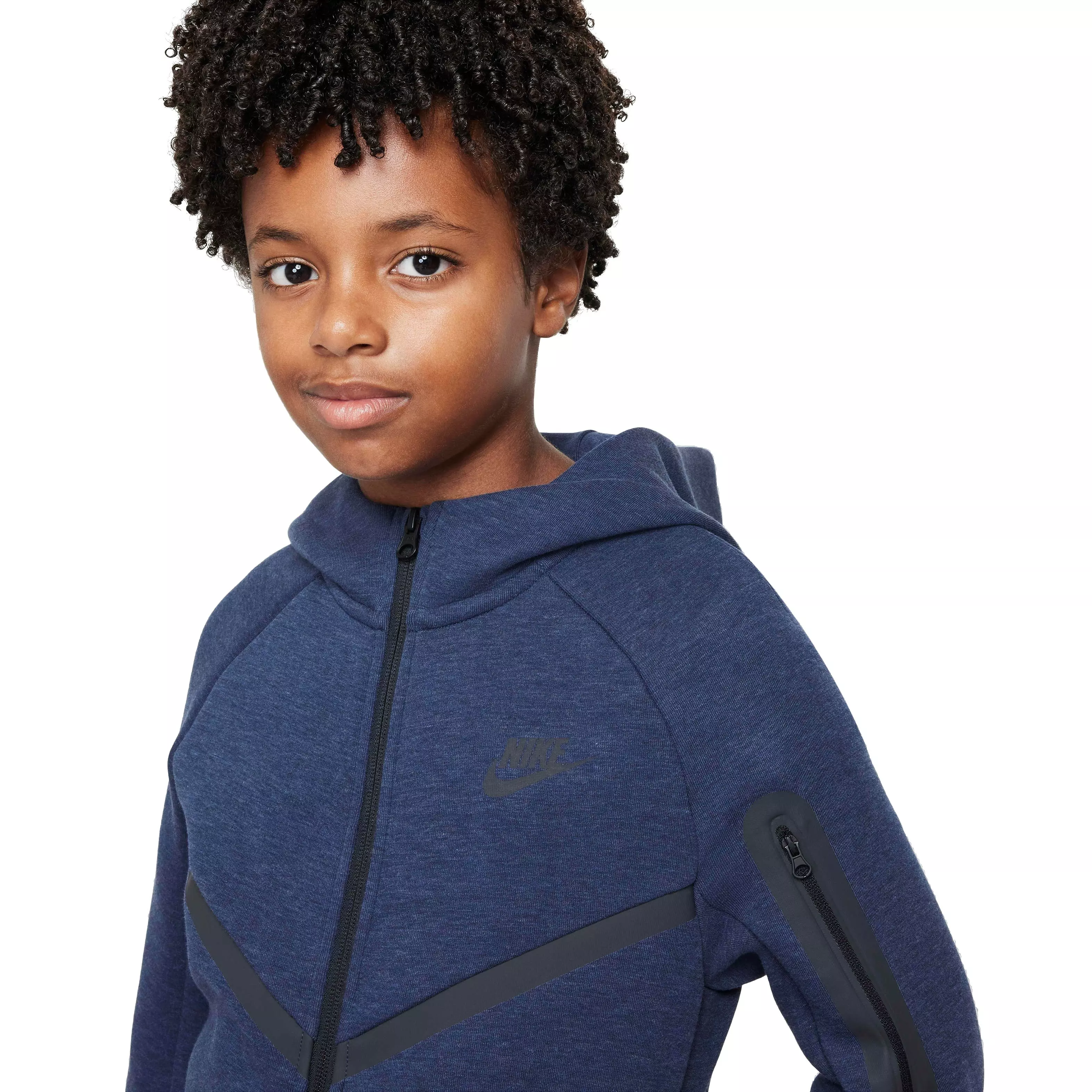 Nike Big Kids' Sportswear Tech Fleece Full-Zip Jacket - DK BLUE/BLACK