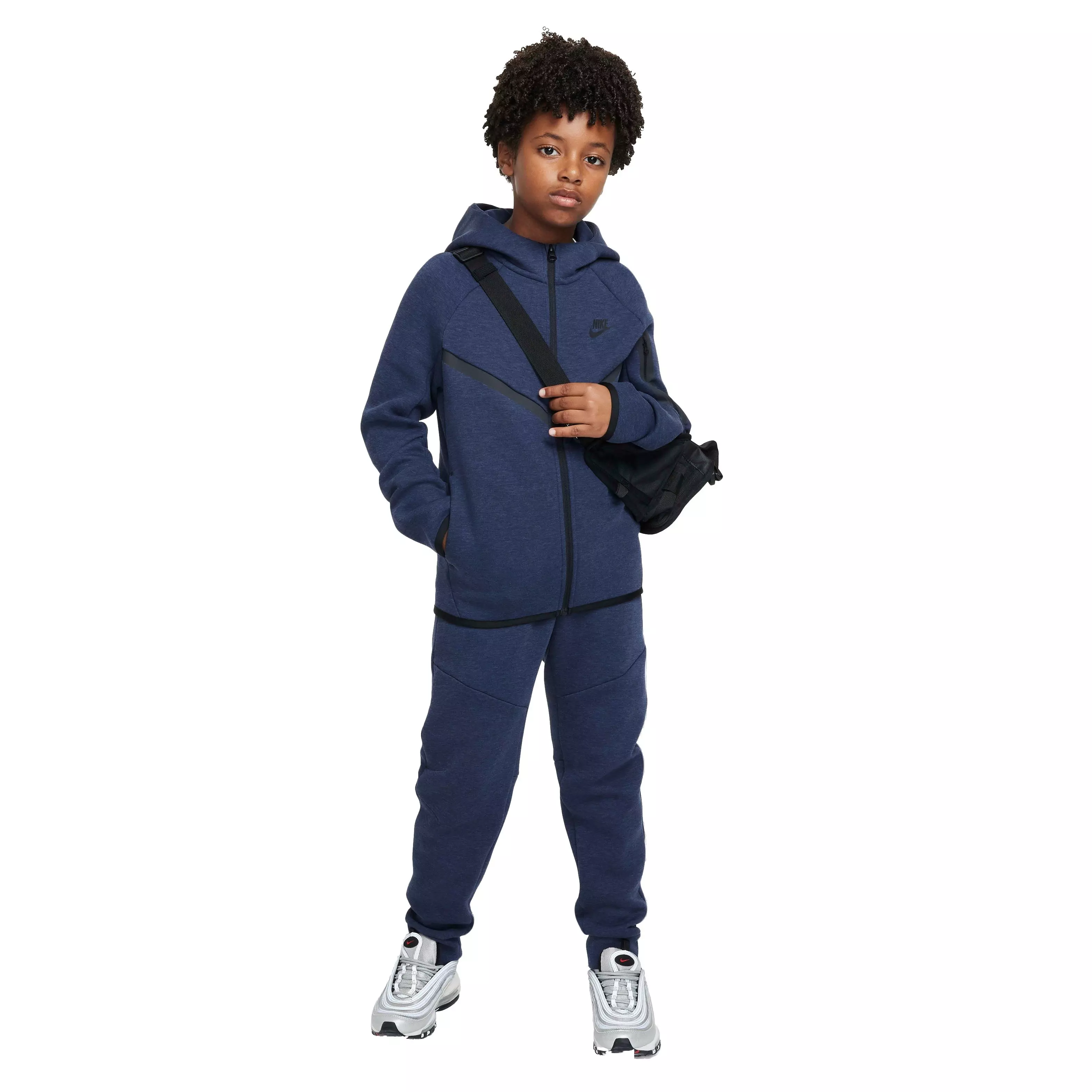 Nike Big Kids' Sportswear Tech Fleece Full-Zip Jacket - DK BLUE/BLACK