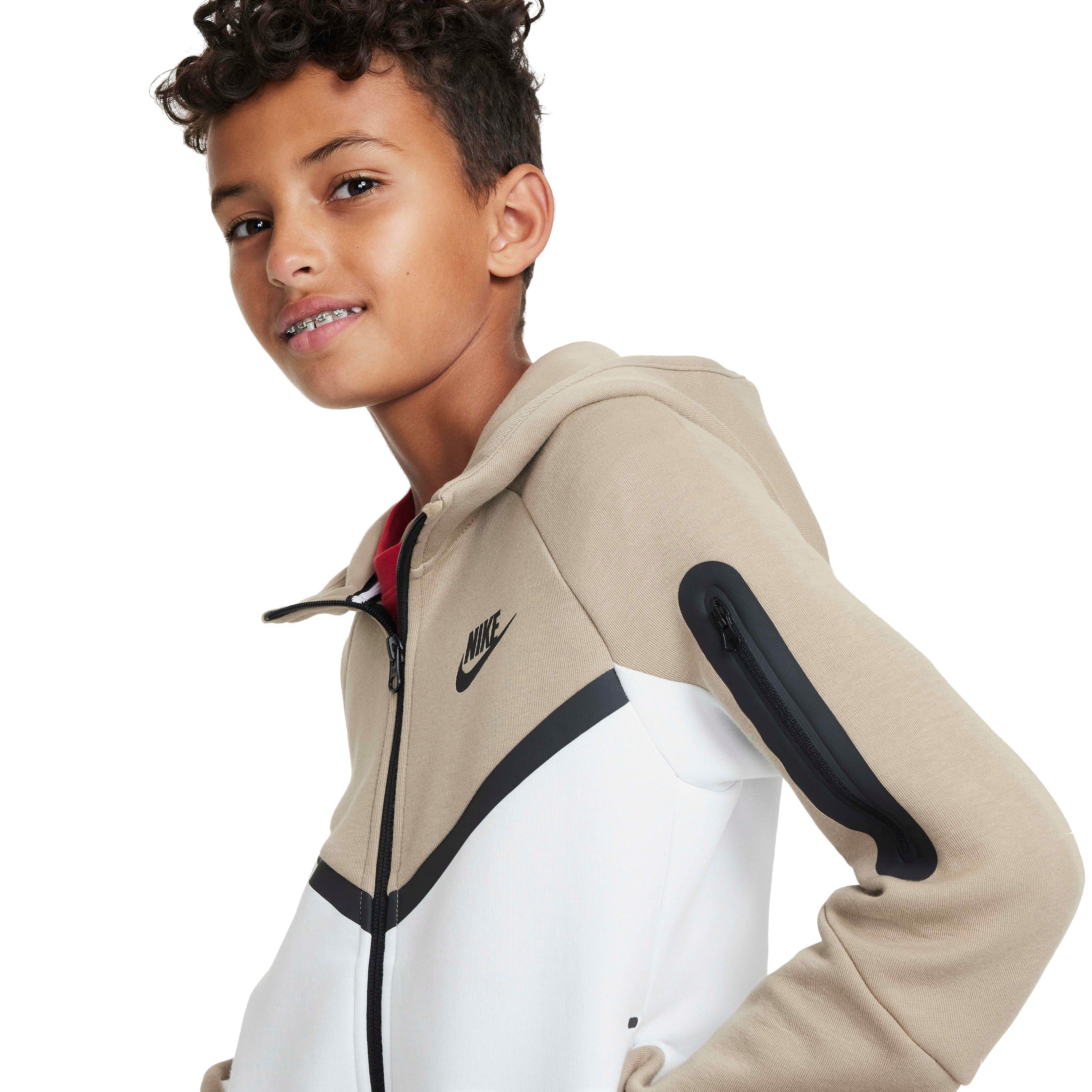 Nike Big Kids' Sportswear Tech Fleece Full-Zip Jacket - KHAKI/WHITE Thumbnail View 3