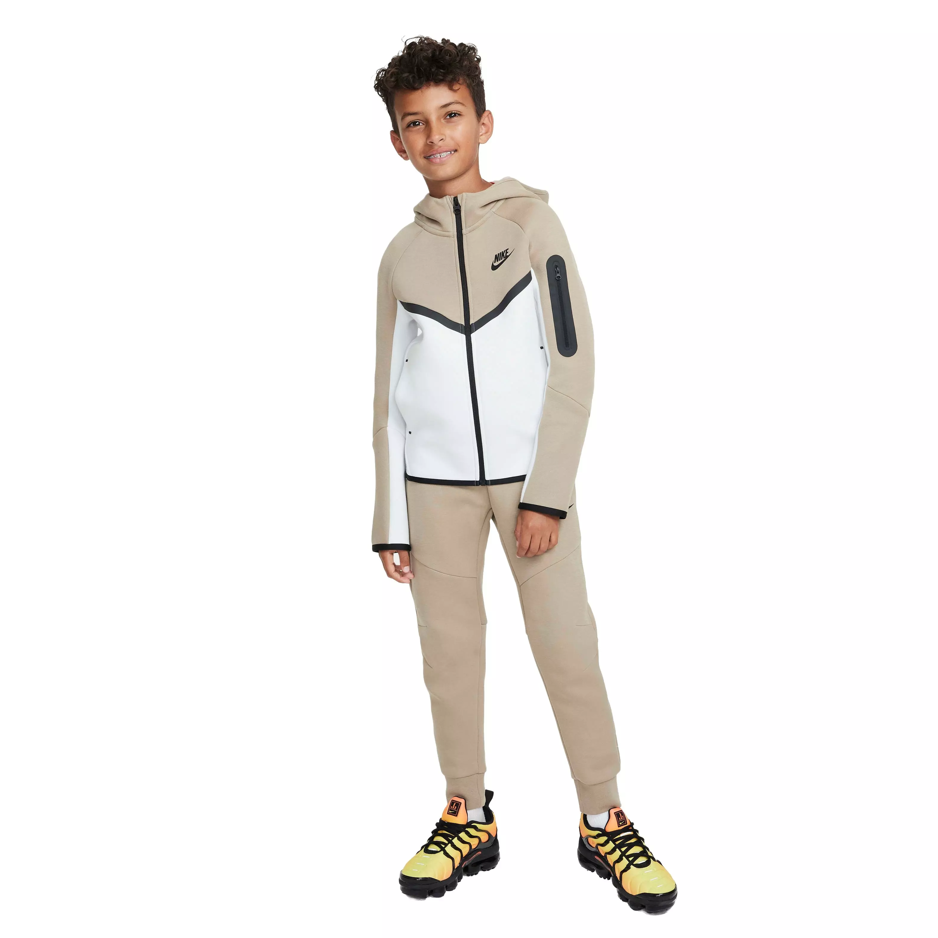 Nike Big Kids' Sportswear Tech Fleece Full-Zip Jacket - KHAKI/WHITE