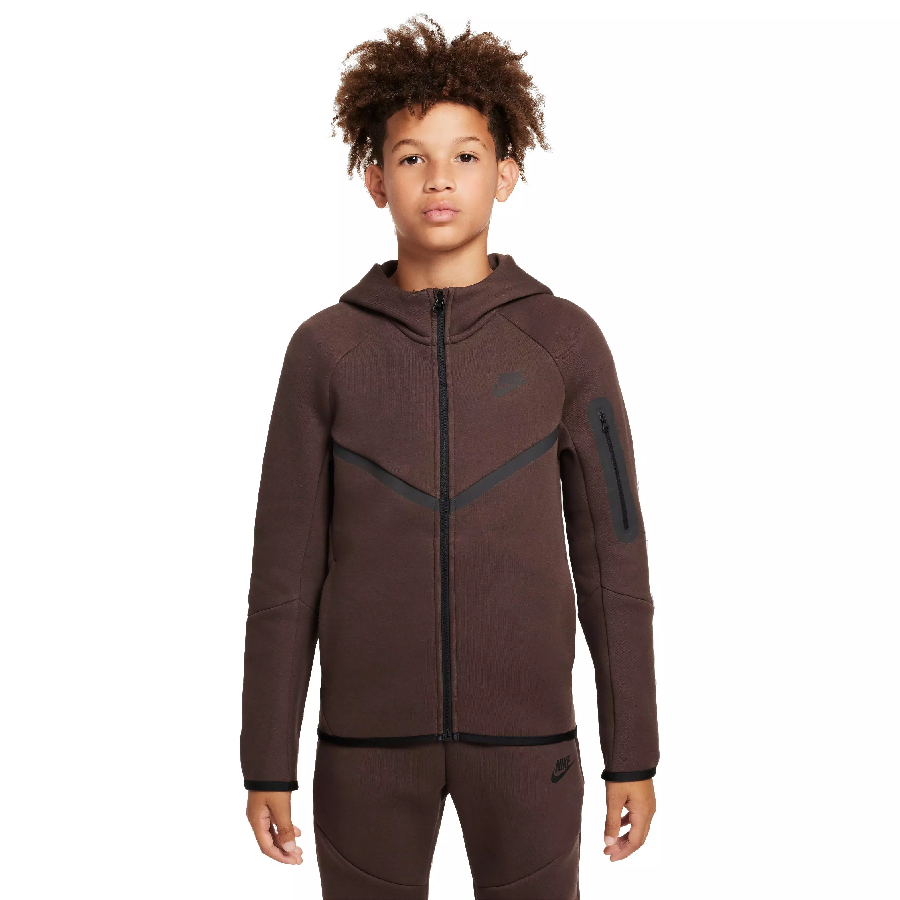 Nike Big Kids' Sportswear Tech Fleece Full-Zip Jacket - BROWN