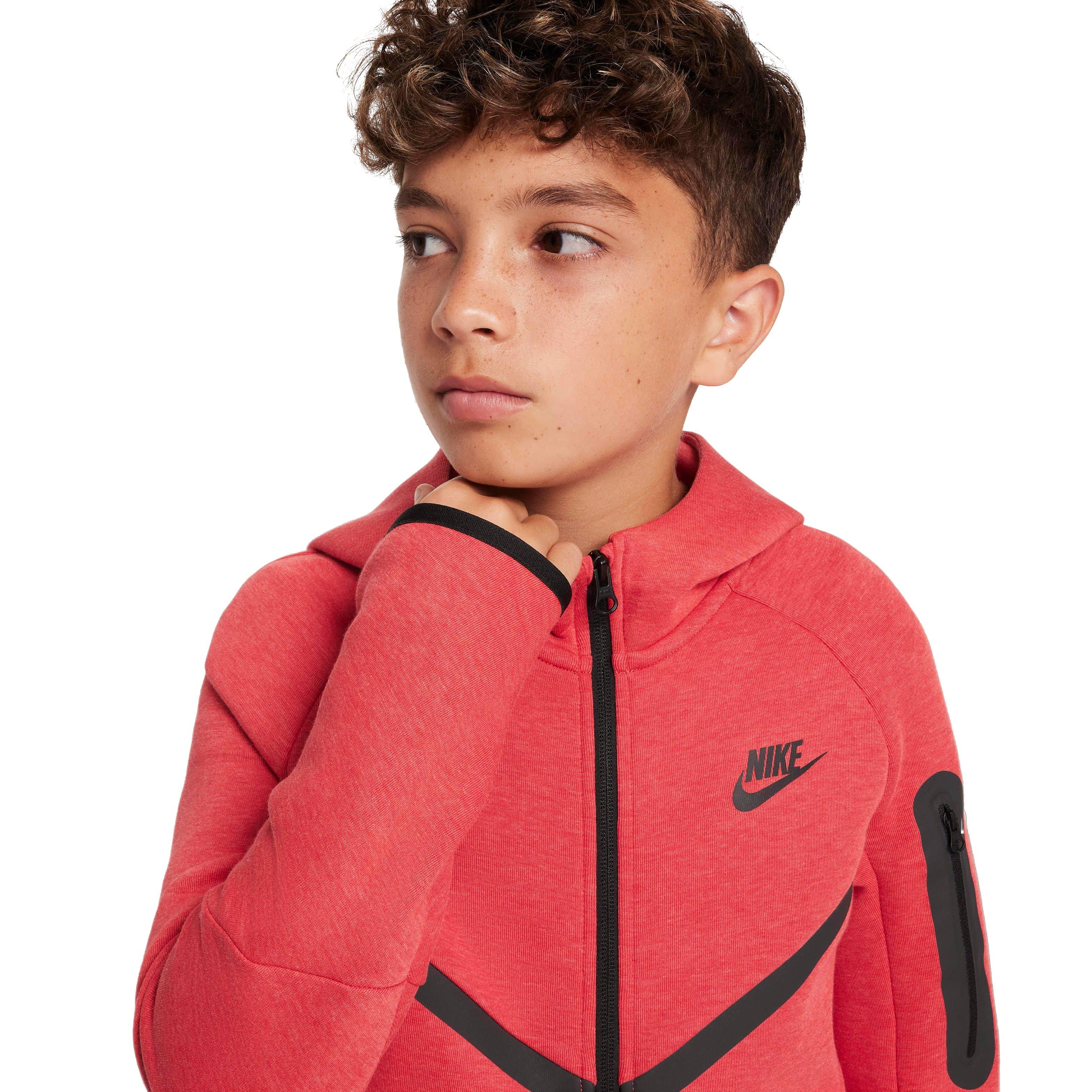 Nike Big Kids' Sportswear Tech Fleece Full-Zip Jacket - RED/BLACK Thumbnail View 3