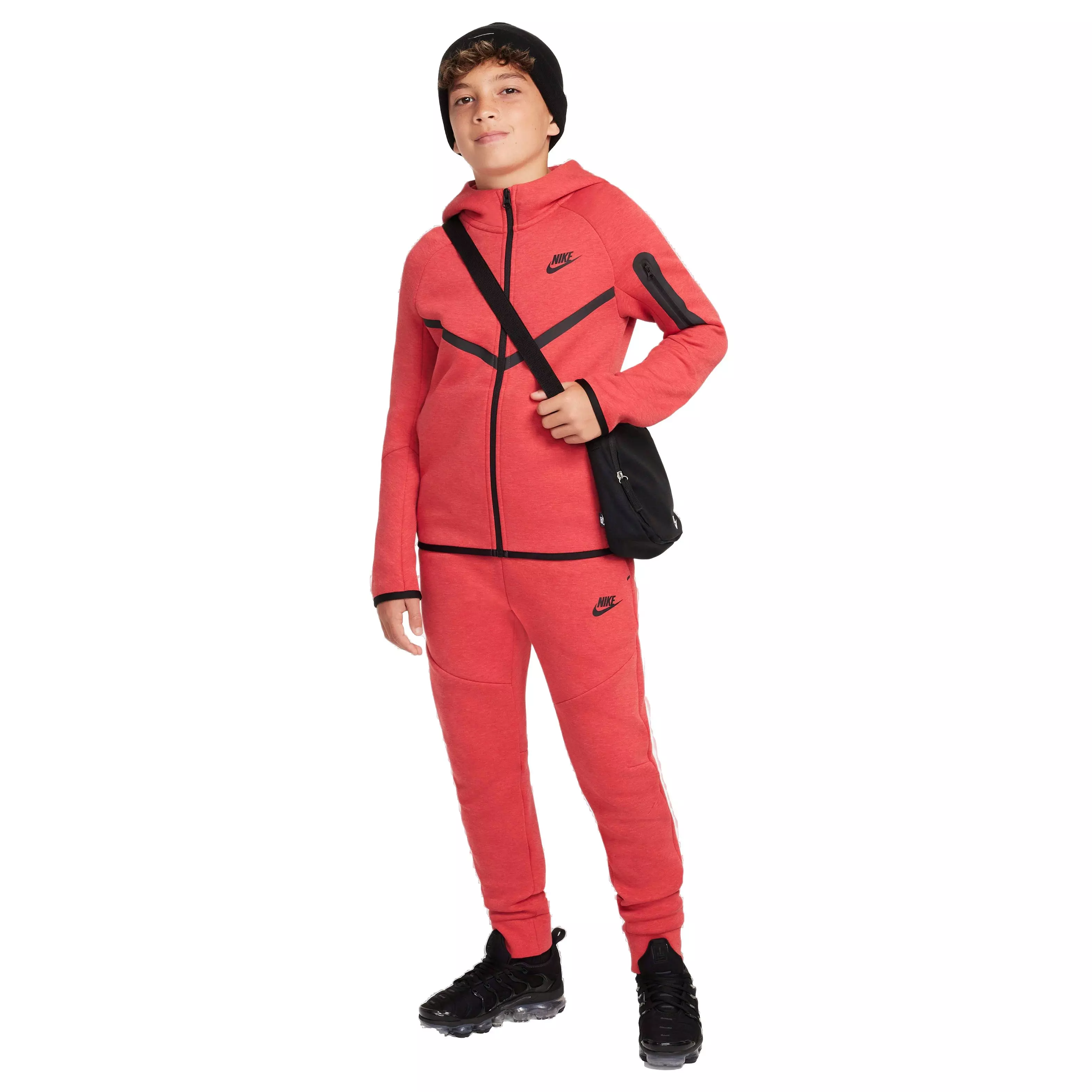 Nike Big Kids' Sportswear Tech Fleece Full-Zip Jacket - RED/BLACK