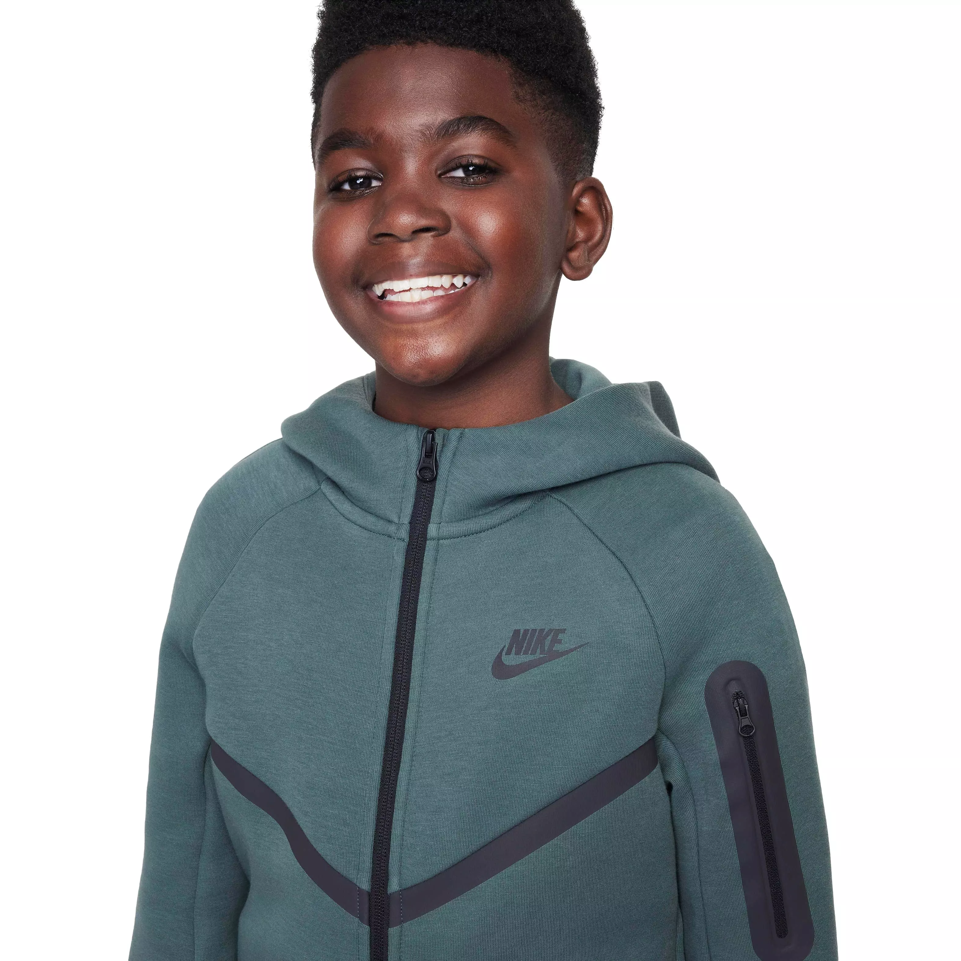 Nike Big Kids' Sportswear Tech Fleece Full-Zip Jacket - GREEN