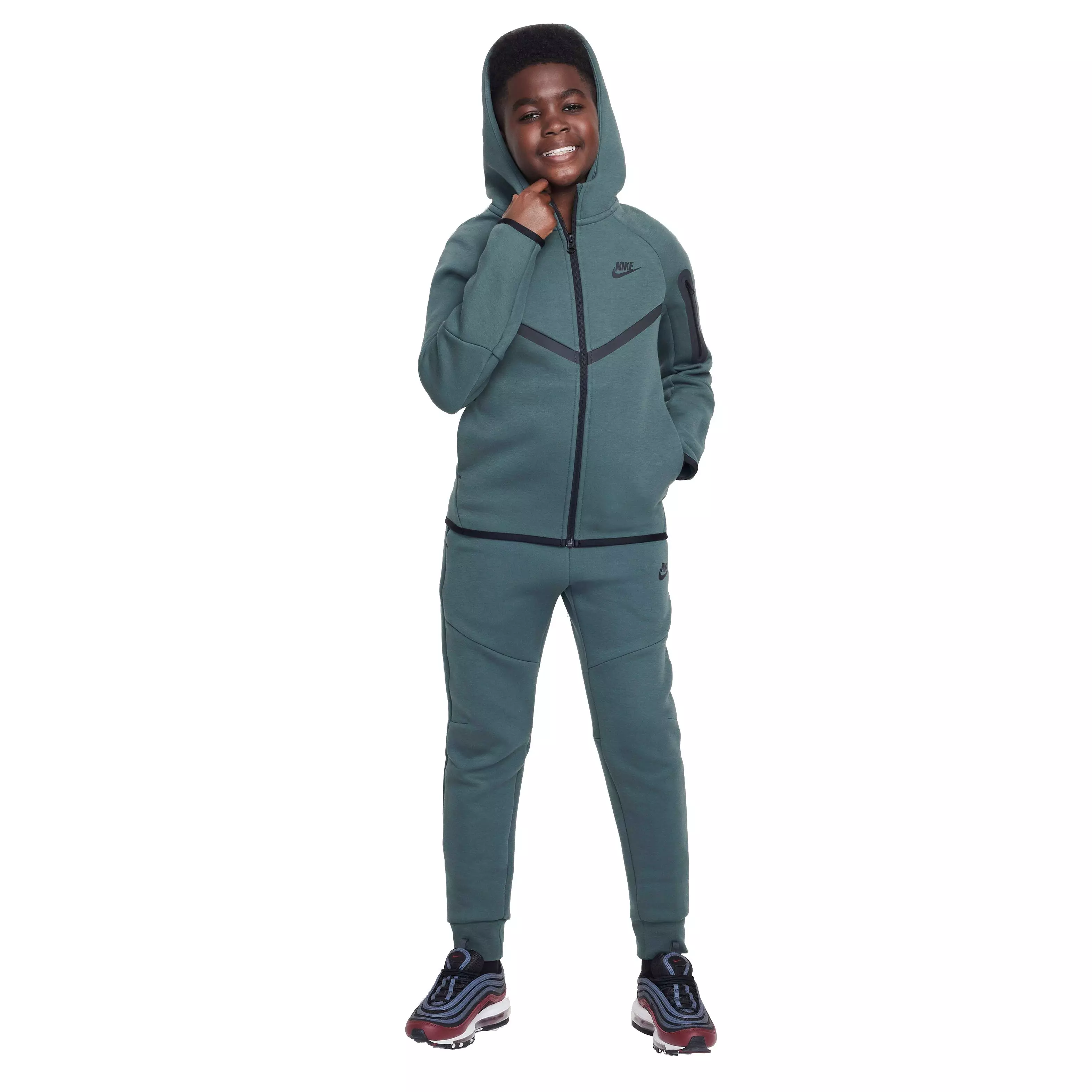 Nike Big Kids' Sportswear Tech Fleece Full-Zip Jacket - GREEN