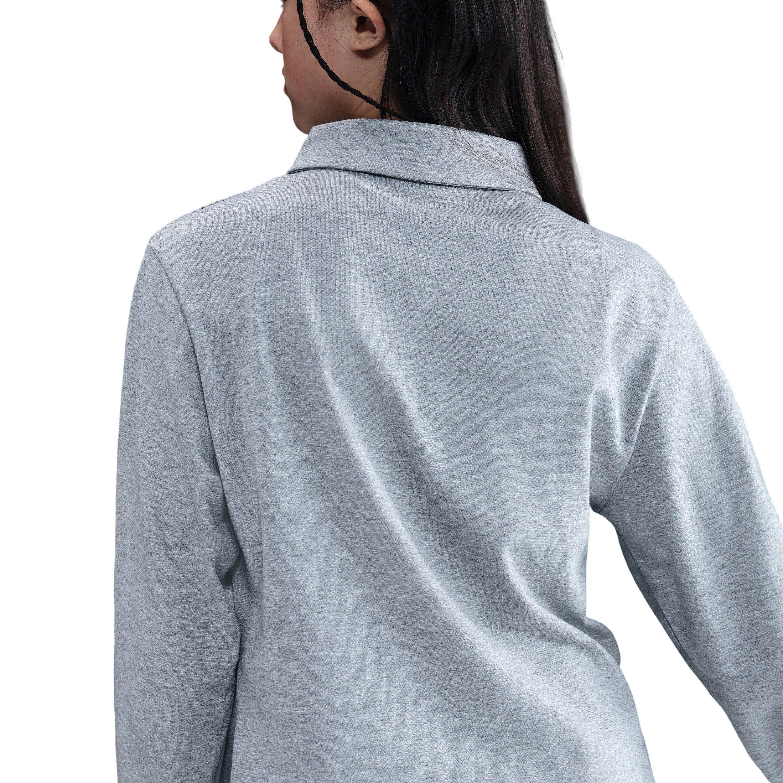 Nike Big Kids' Sportswear Club Knit Long-Sleeve Polo - Grey - GREY Thumbnail View 4