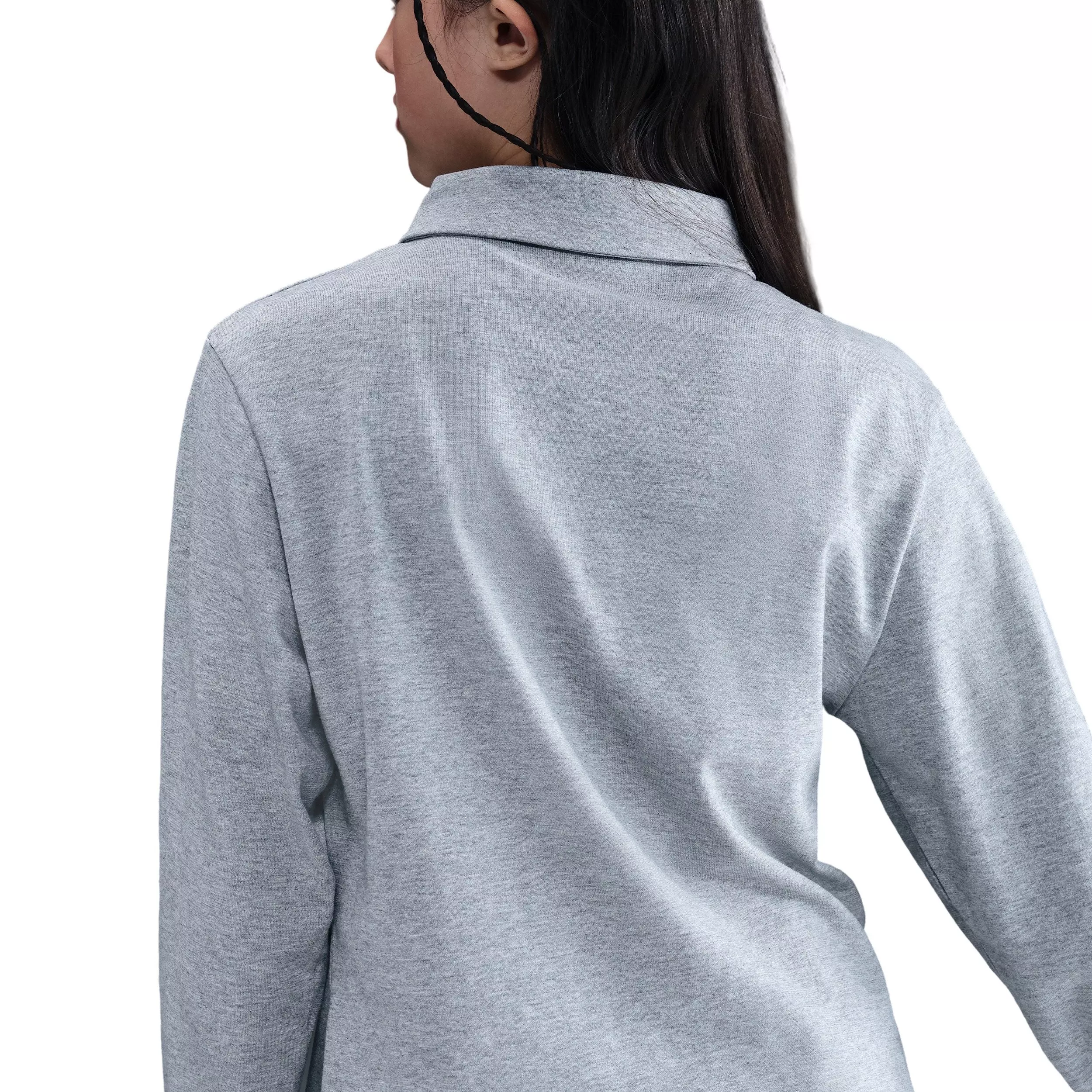 Nike Big Kids' Sportswear Club Knit Long-Sleeve Polo - Grey - GREY