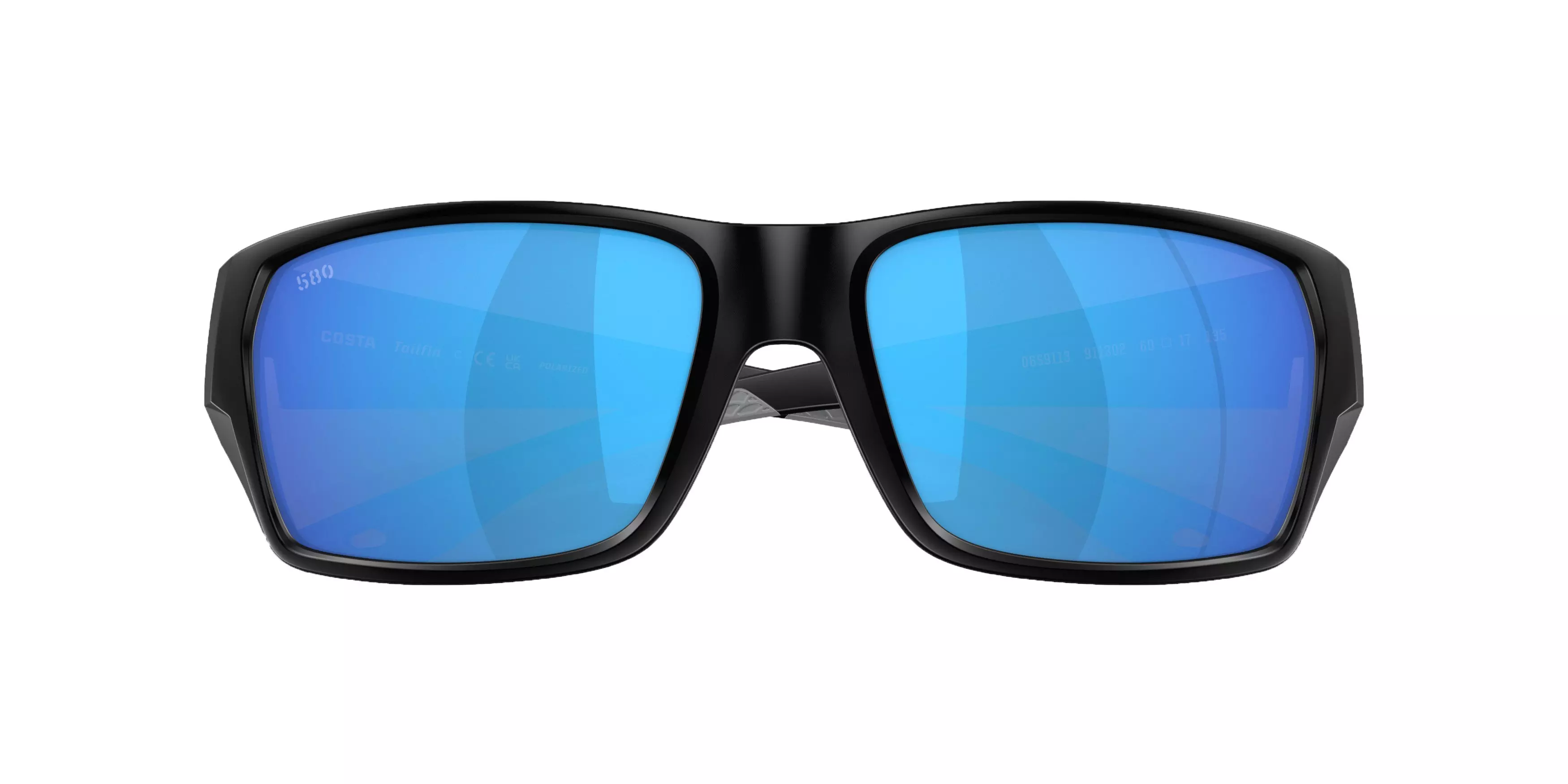 Costa Del Mar Tailfin S Blue Mirror Polarized Sunglasses - Matte Black - BLACK
