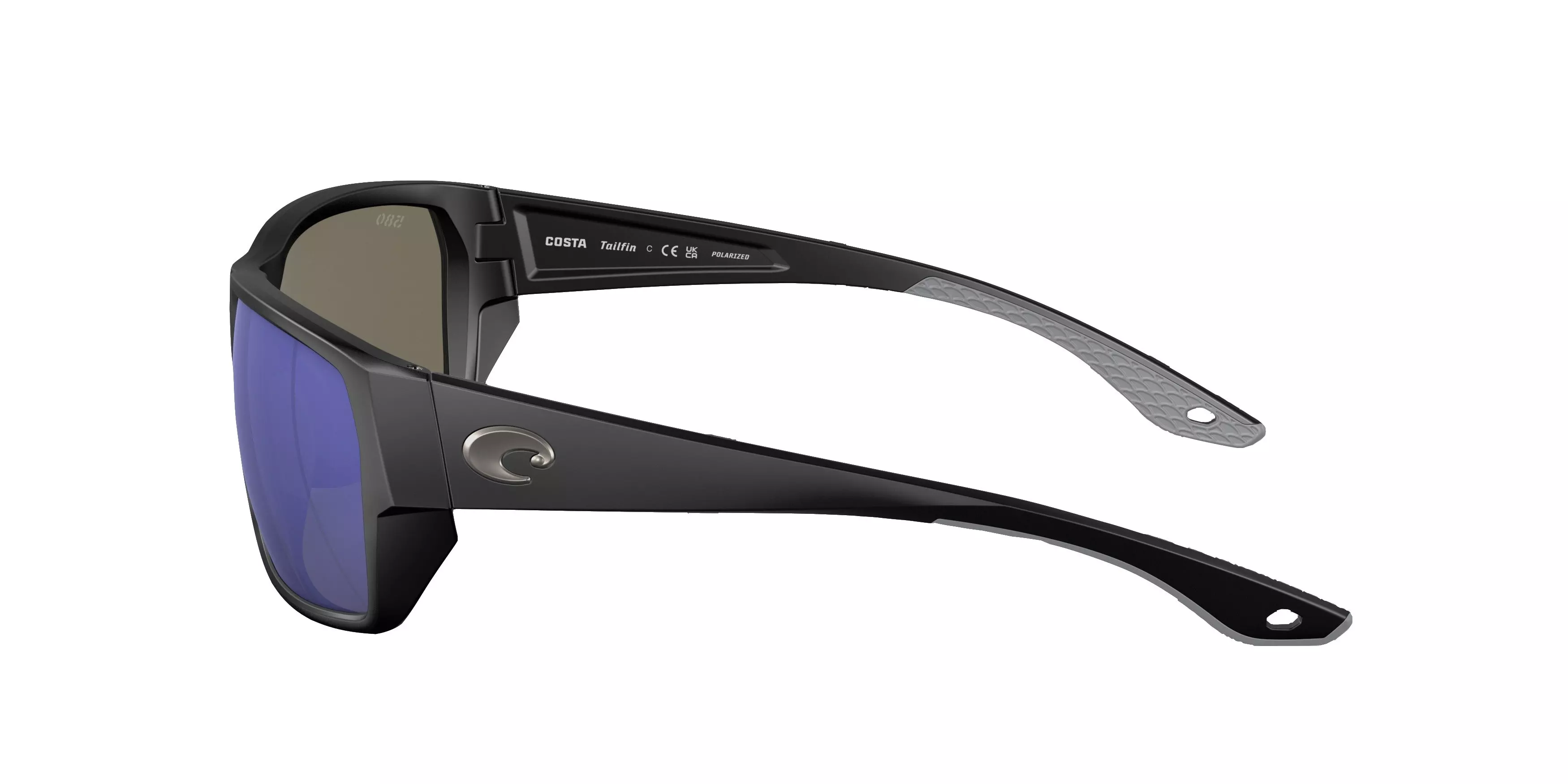 Costa Del Mar Tailfin S Blue Mirror Polarized Sunglasses - Matte Black - BLACK