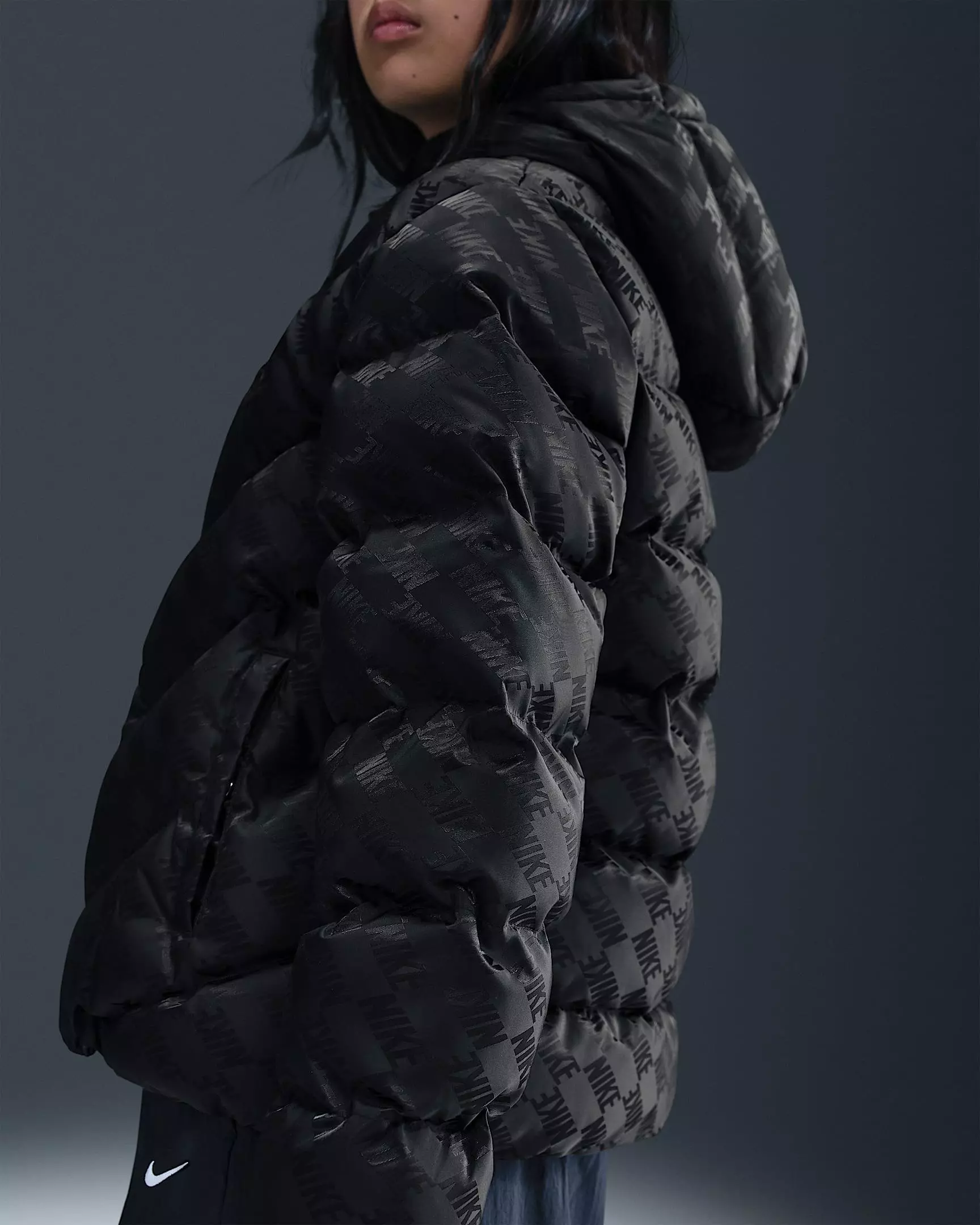 Nike Big Kids' Sportswear All Day Play Loose-Fit Therma-FIT Puffer Jacket - Black - BLACK